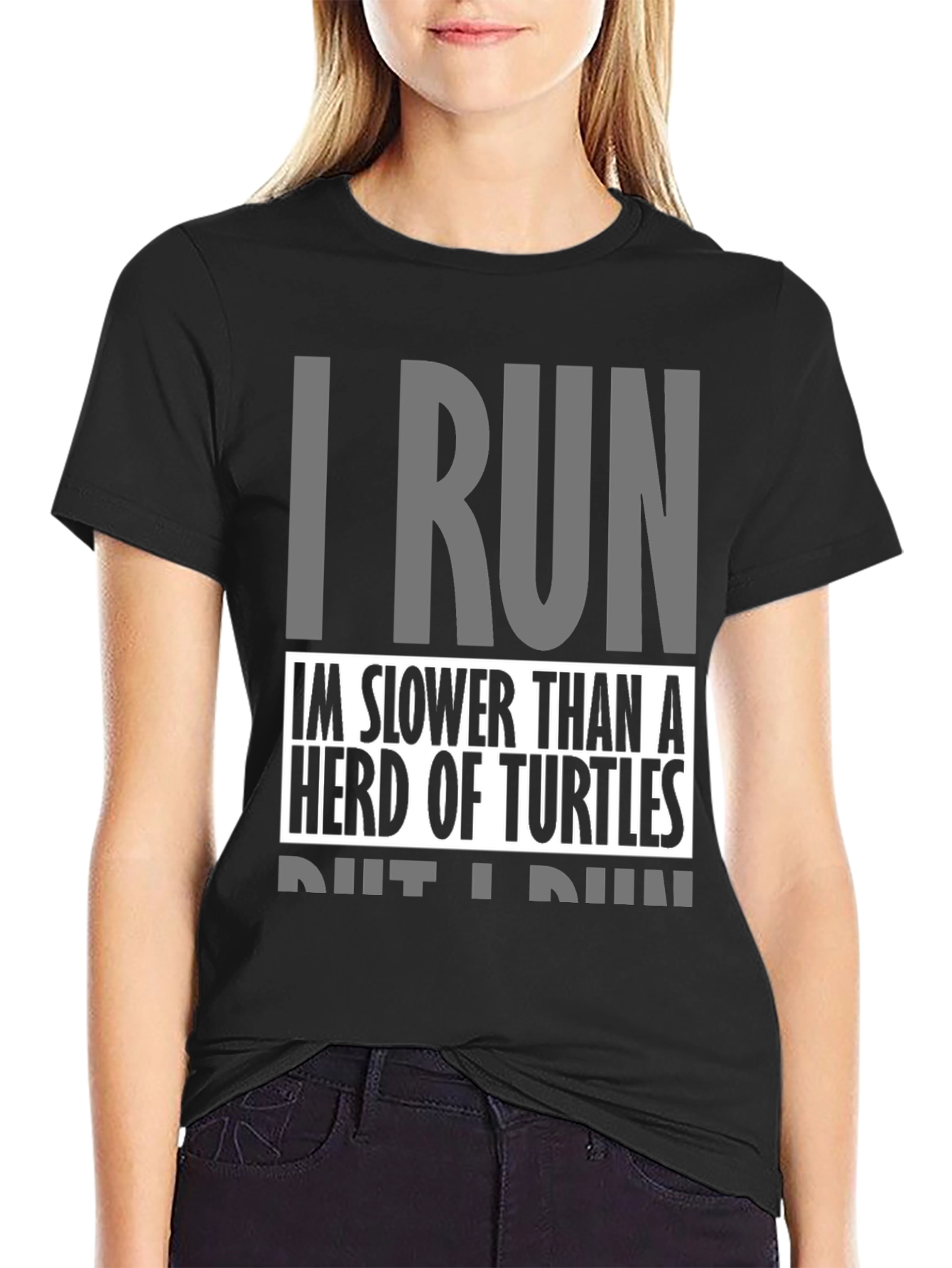 I Run Slower Than Turtles Black Graphic Tee