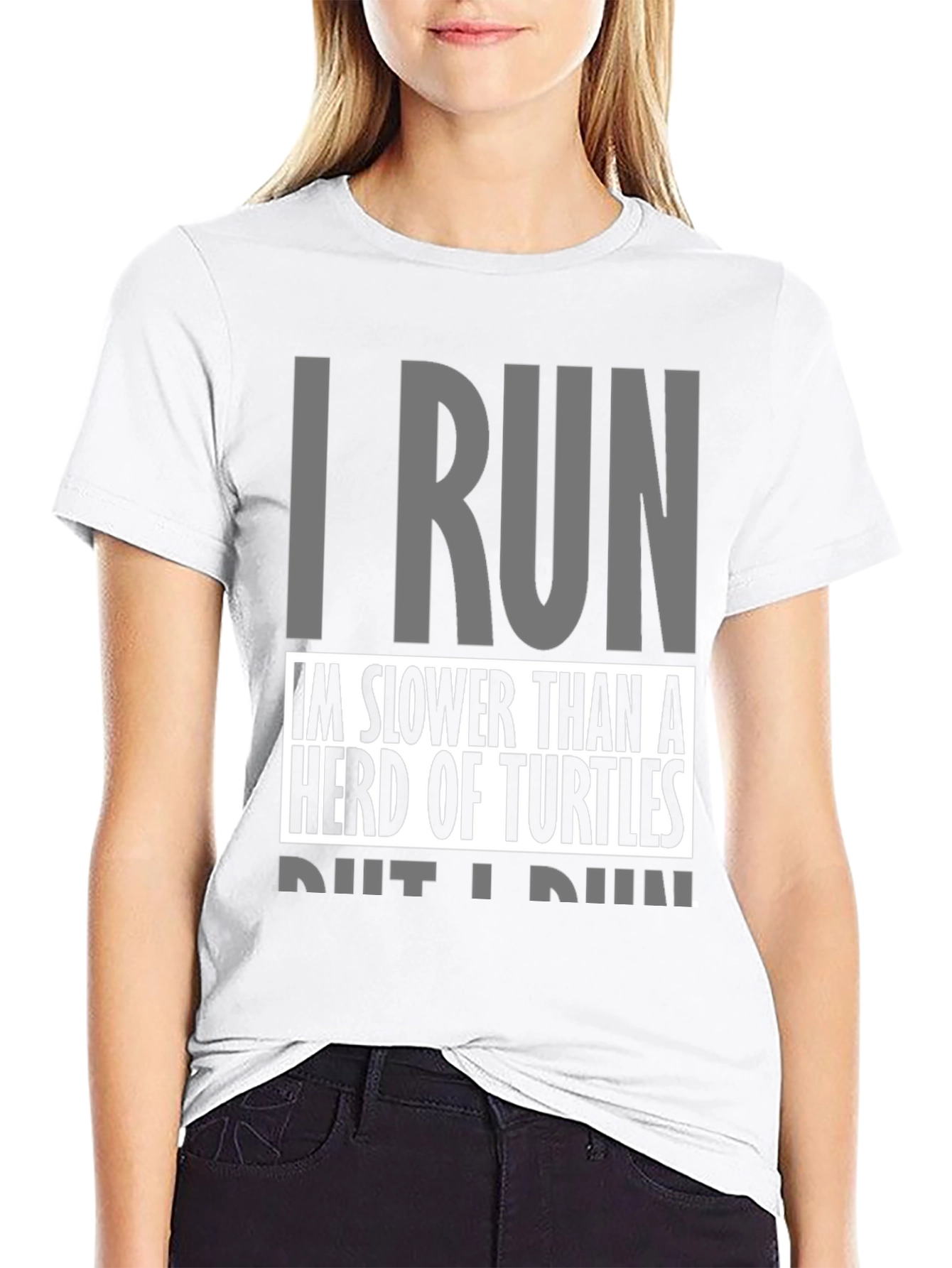 I Run Slower Than Turtles Black Graphic Tee