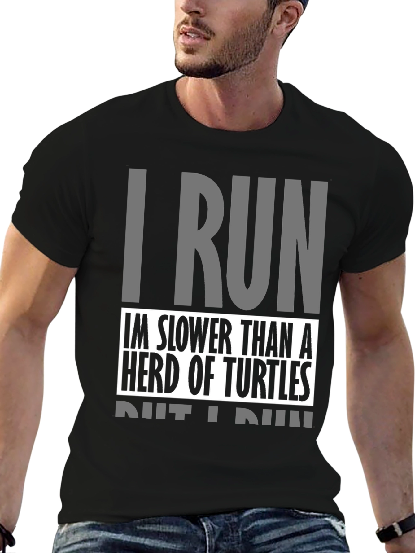 I Run Slower Than Turtles Black Graphic Tee