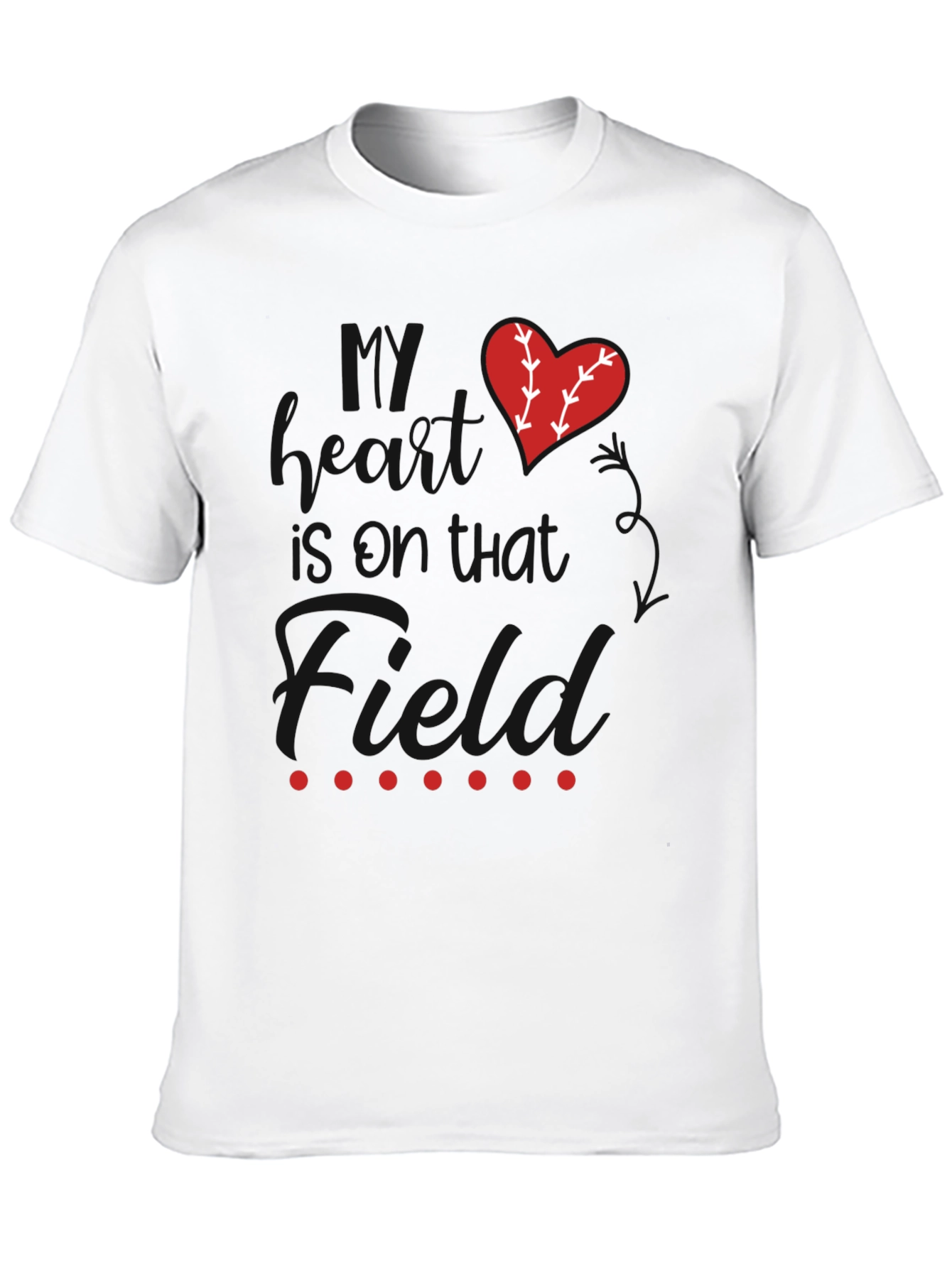 Baseball Mom Heart Graphic Tee - Black Cotton Blend