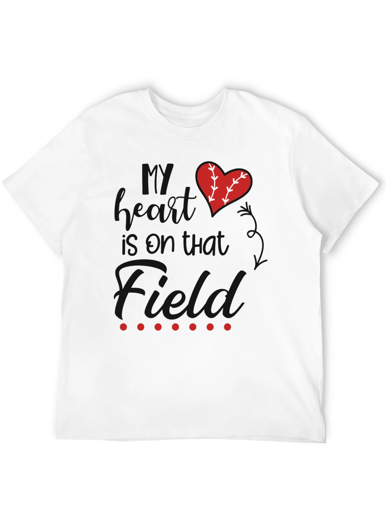 Baseball Mom Heart Graphic Tee - Black Cotton Blend