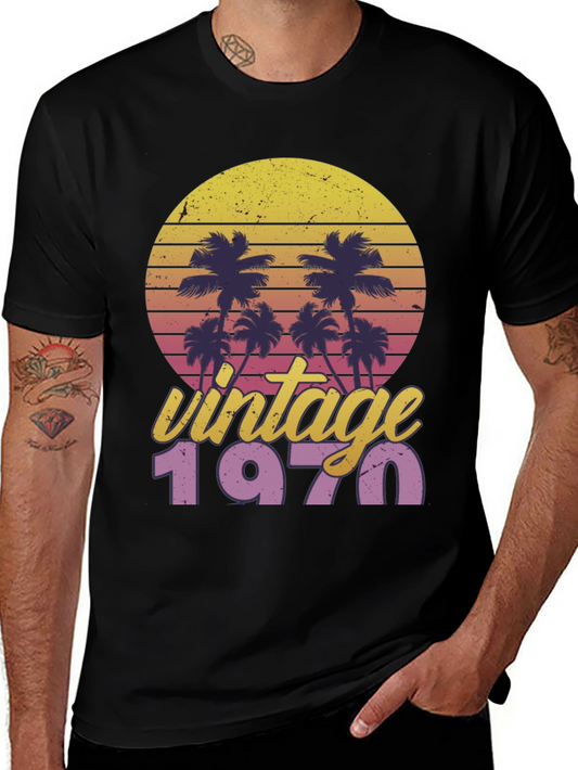 Vintage 1970 Palm Tree Sunset Graphic Tee