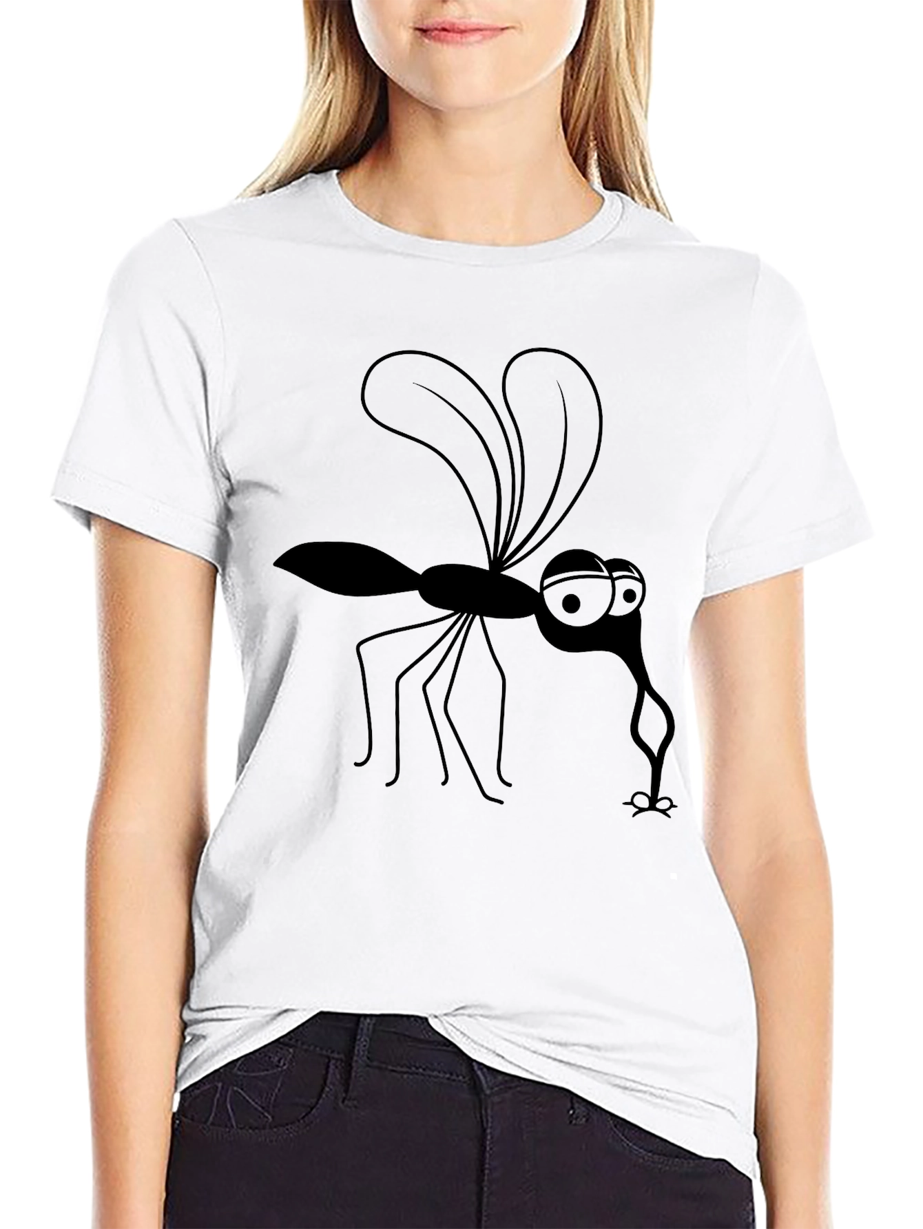 Cartoon Mosquito Graphic Tee - Black