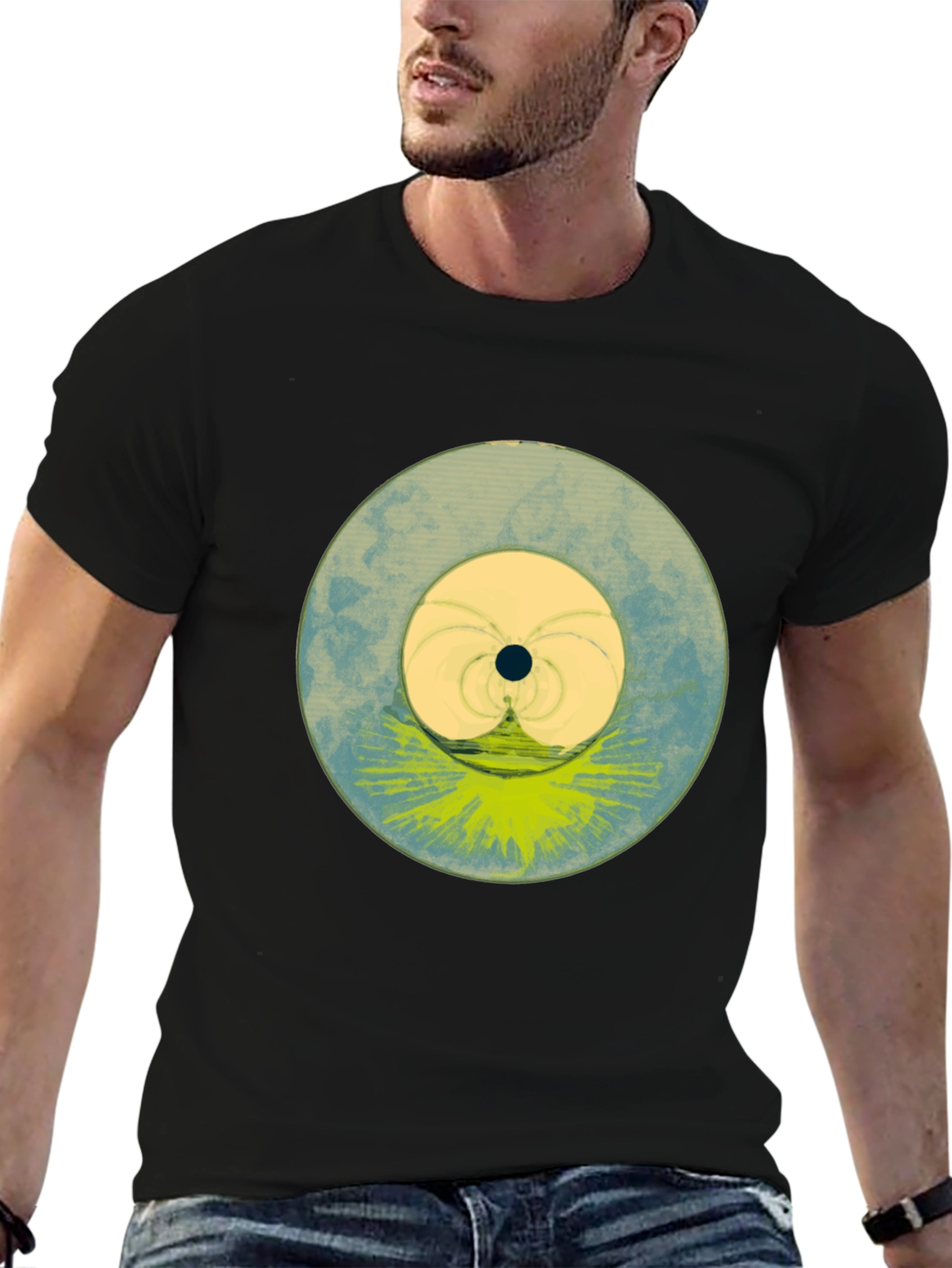 Abstract Circle Graphic Black T-Shirt