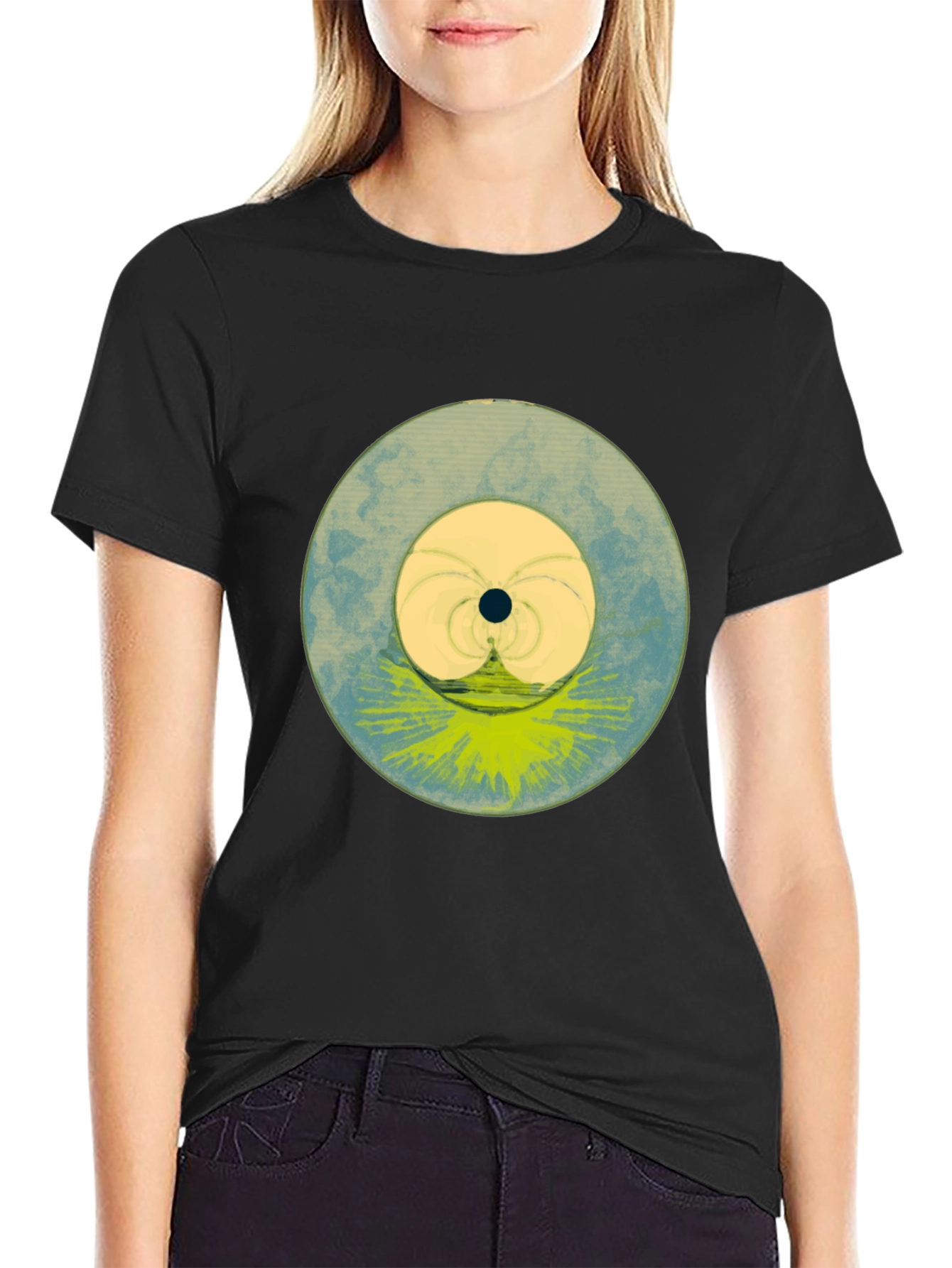 Abstract Circle Graphic Black T-Shirt