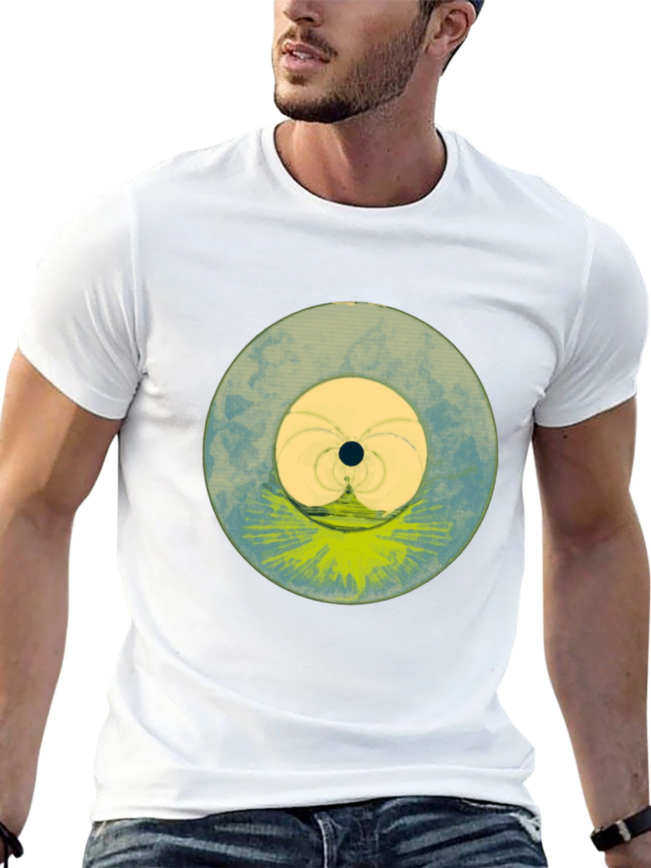 Abstract Circle Graphic Black T-Shirt
