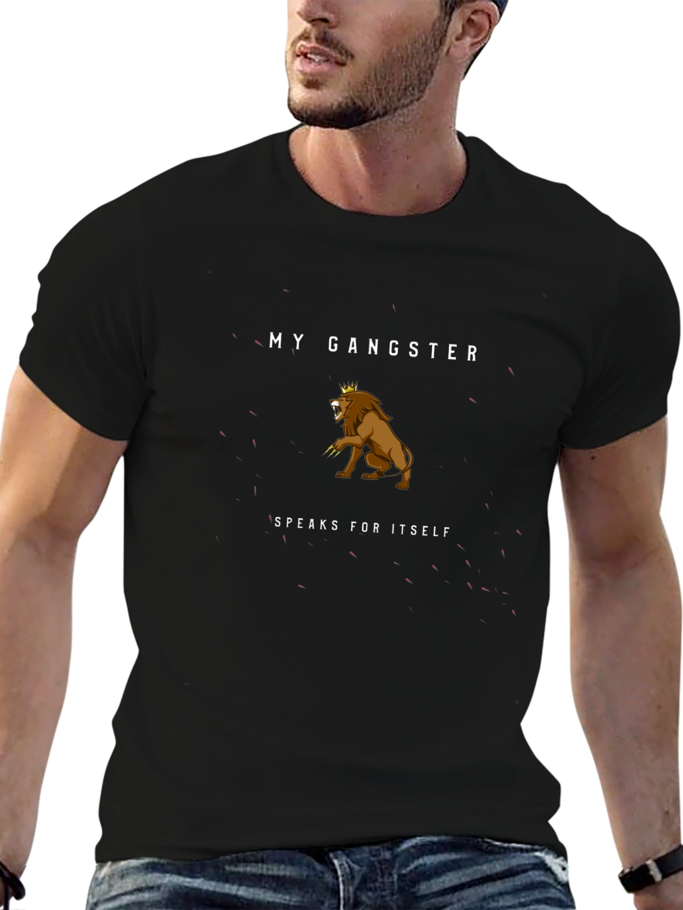 My Gangster Lion Graphic T-Shirt - Black