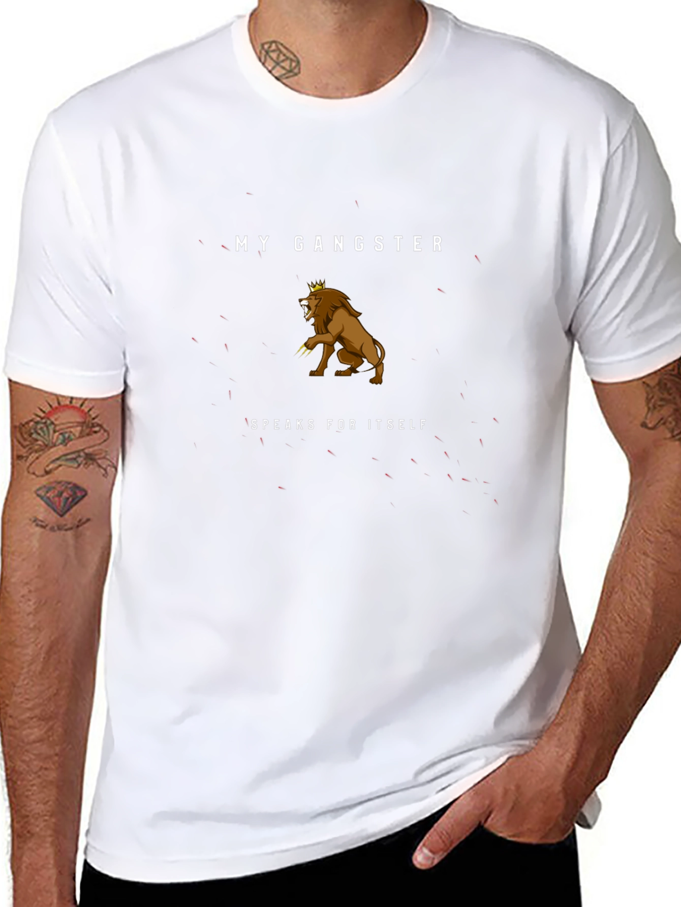 My Gangster Lion Graphic T-Shirt - Black