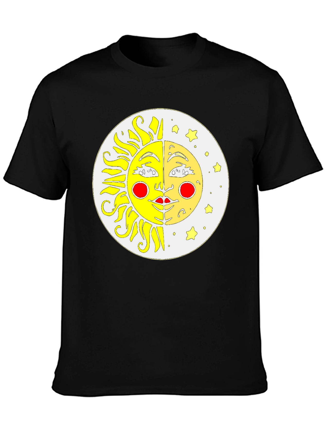 Celestial Sun and Moon Black T-Shirt