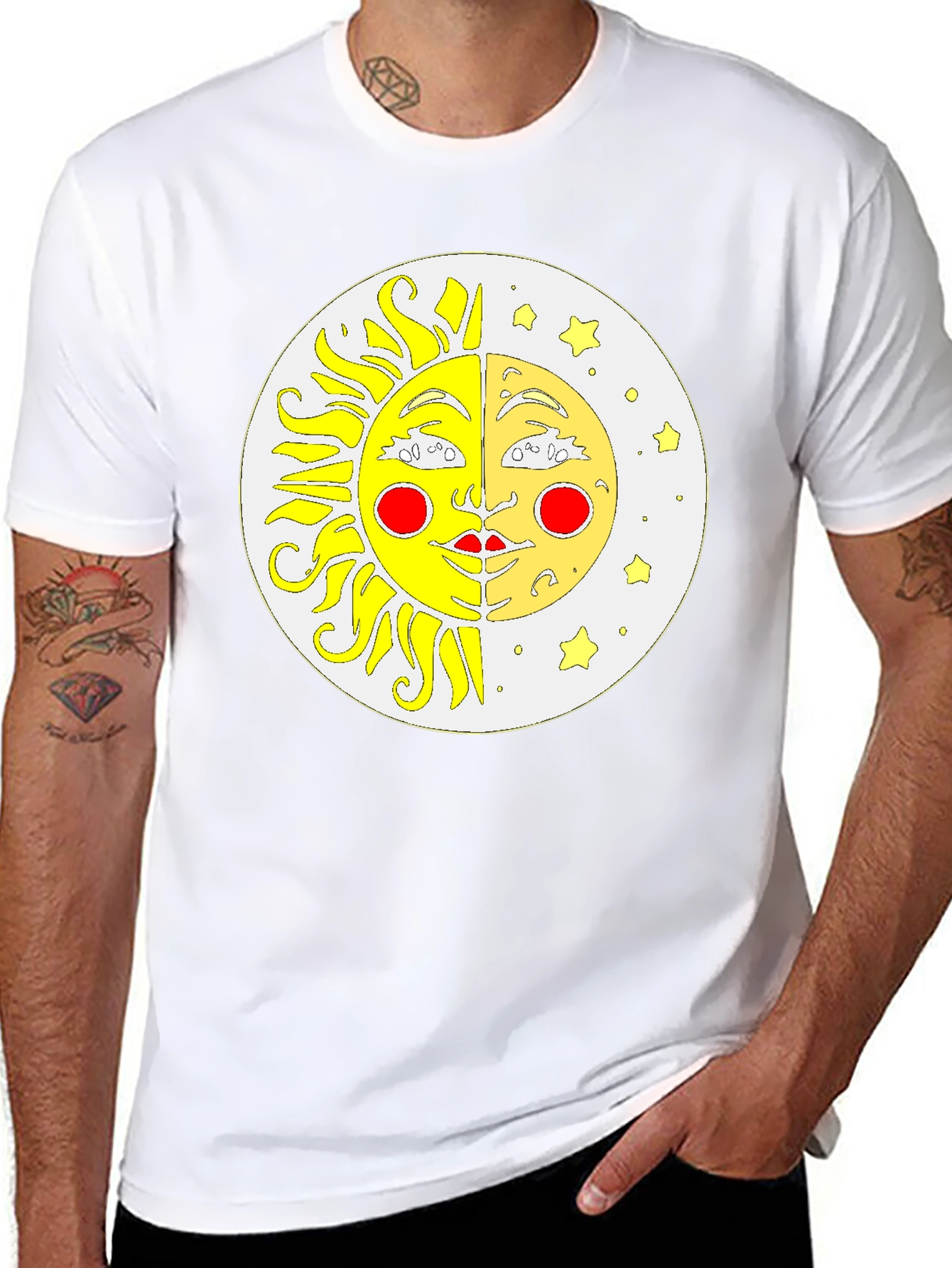 Celestial Sun and Moon Black T-Shirt