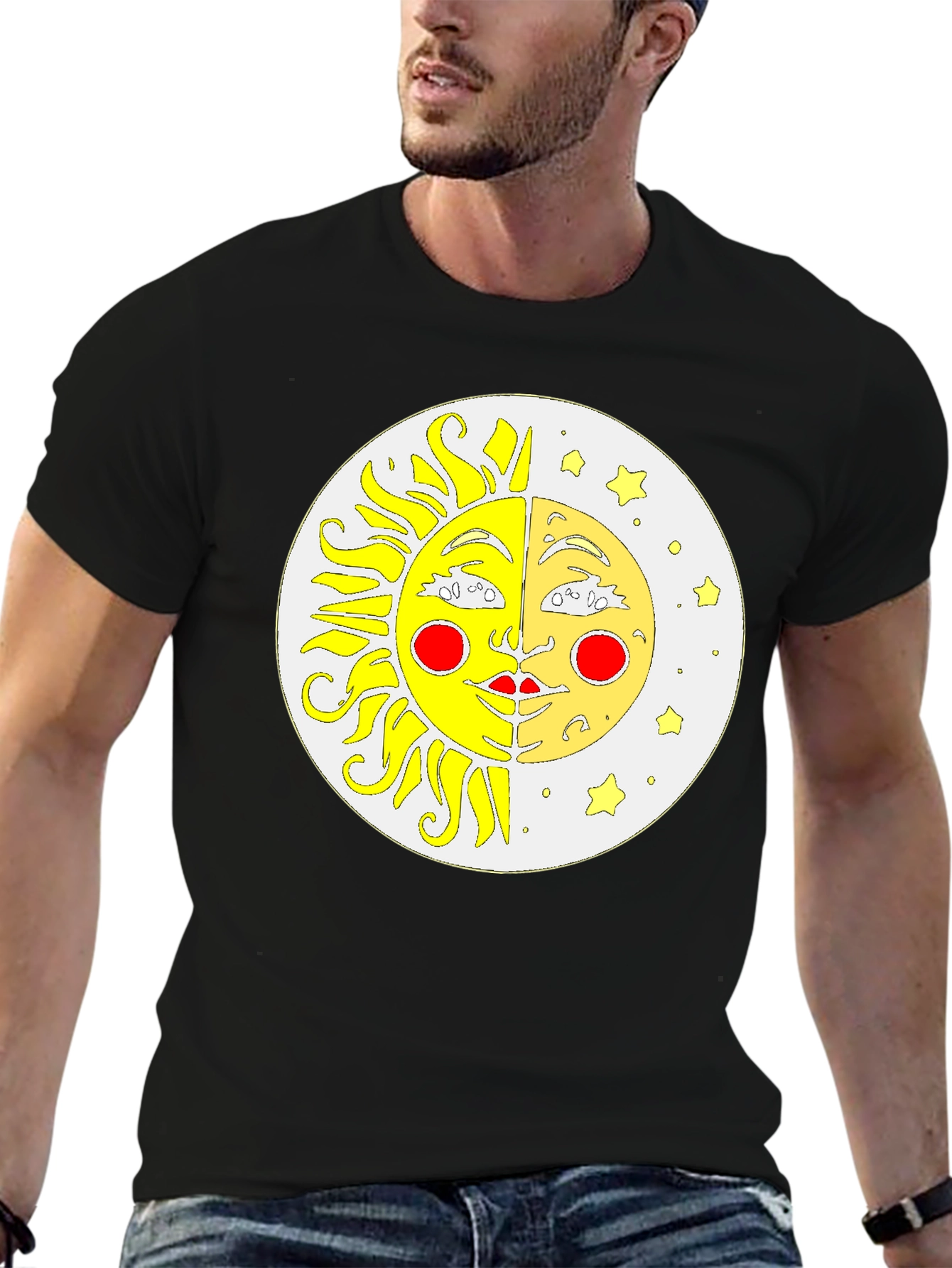 Celestial Sun and Moon Black T-Shirt