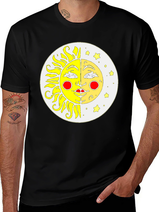 Celestial Sun and Moon Black T-Shirt