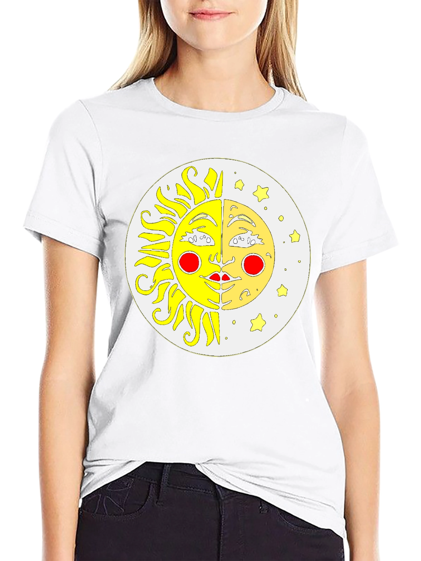 Celestial Sun and Moon Black T-Shirt