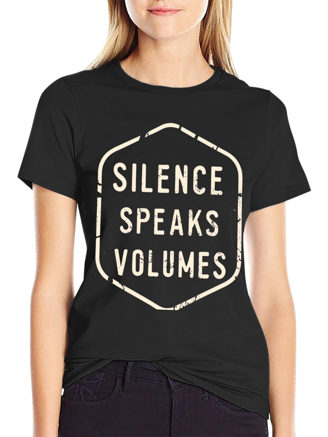 Silence Speaks Volumes Graphic Tee - Black