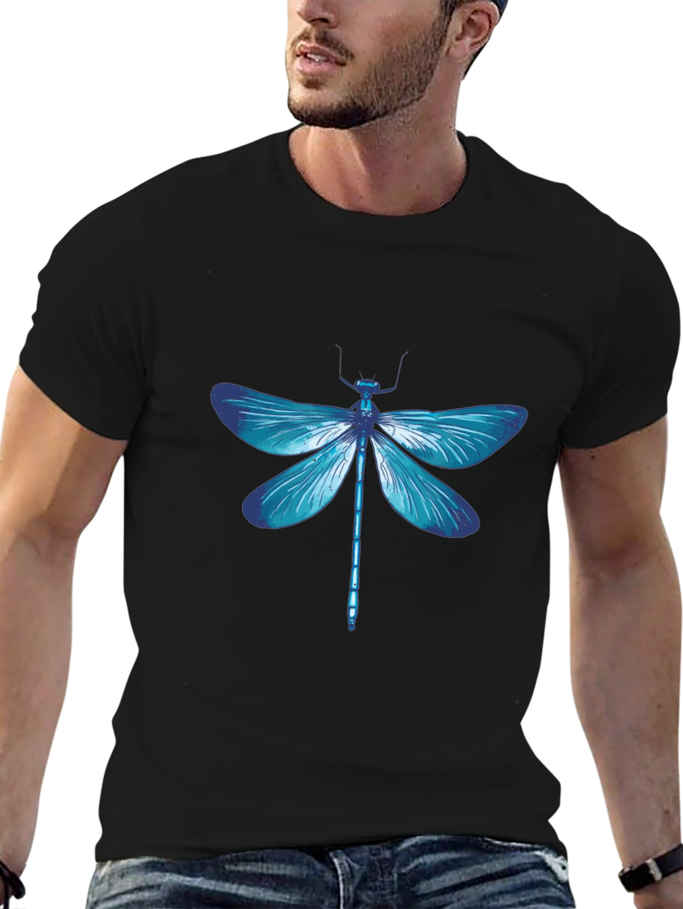 Dragonfly Graphic Tee - Stylish Black T-Shirt