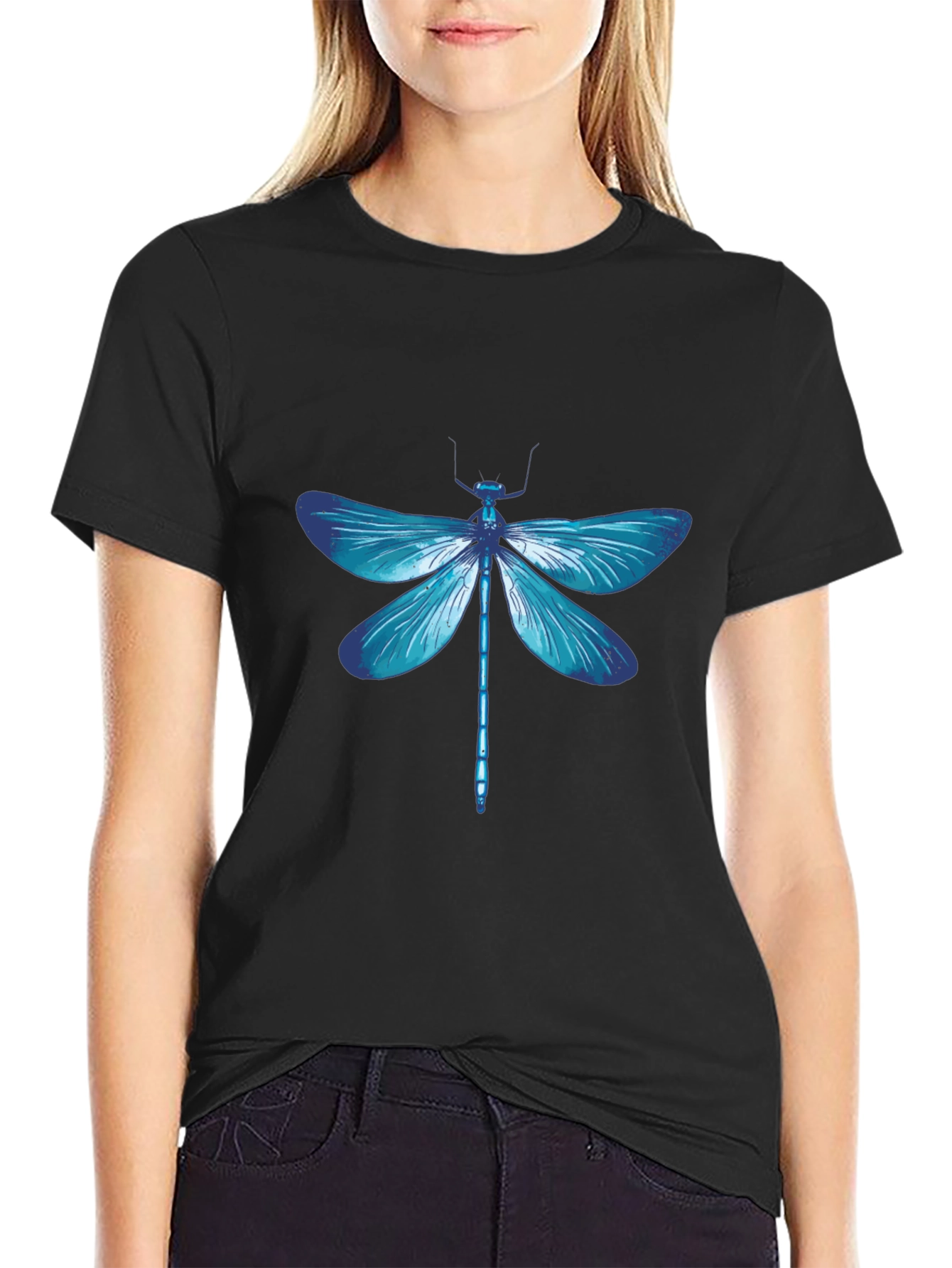 Dragonfly Graphic Tee - Stylish Black T-Shirt