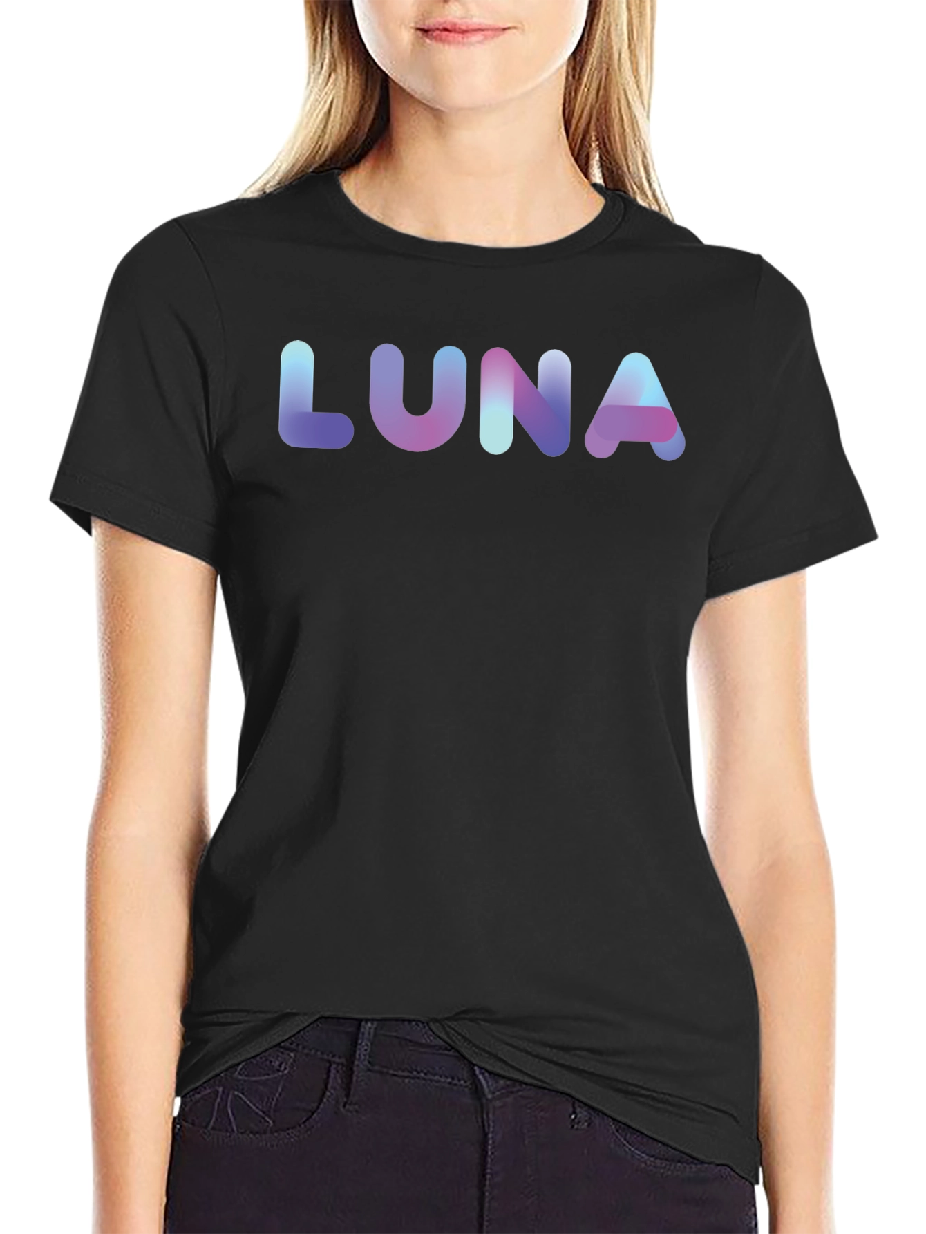 LUNA Gradient Graphic Black T-Shirt