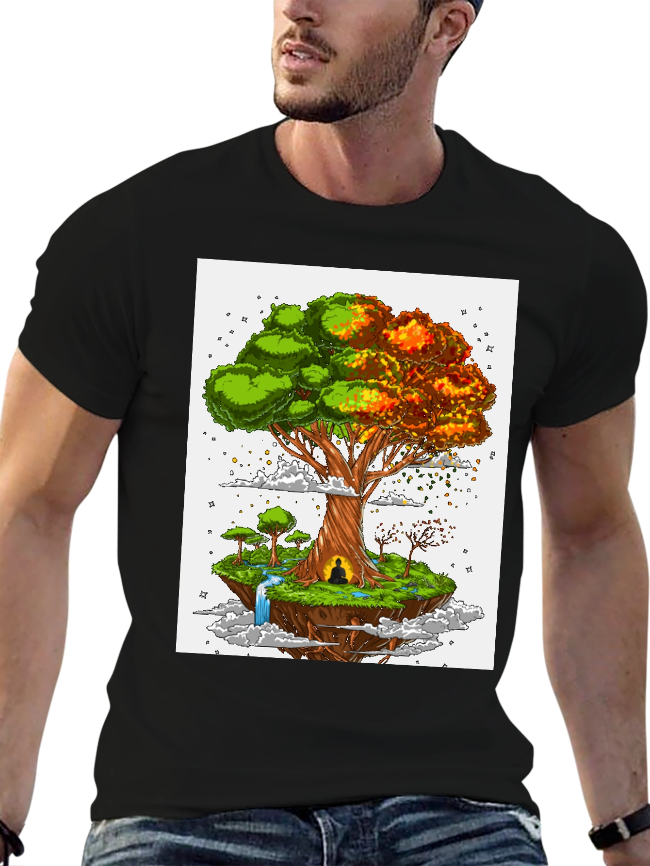 Nature Tree Floating Island Graphic T-Shirt