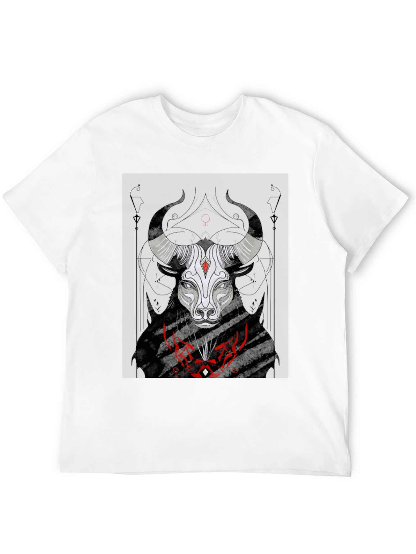 Black Graphic Tee: Bull Zodiac Design
