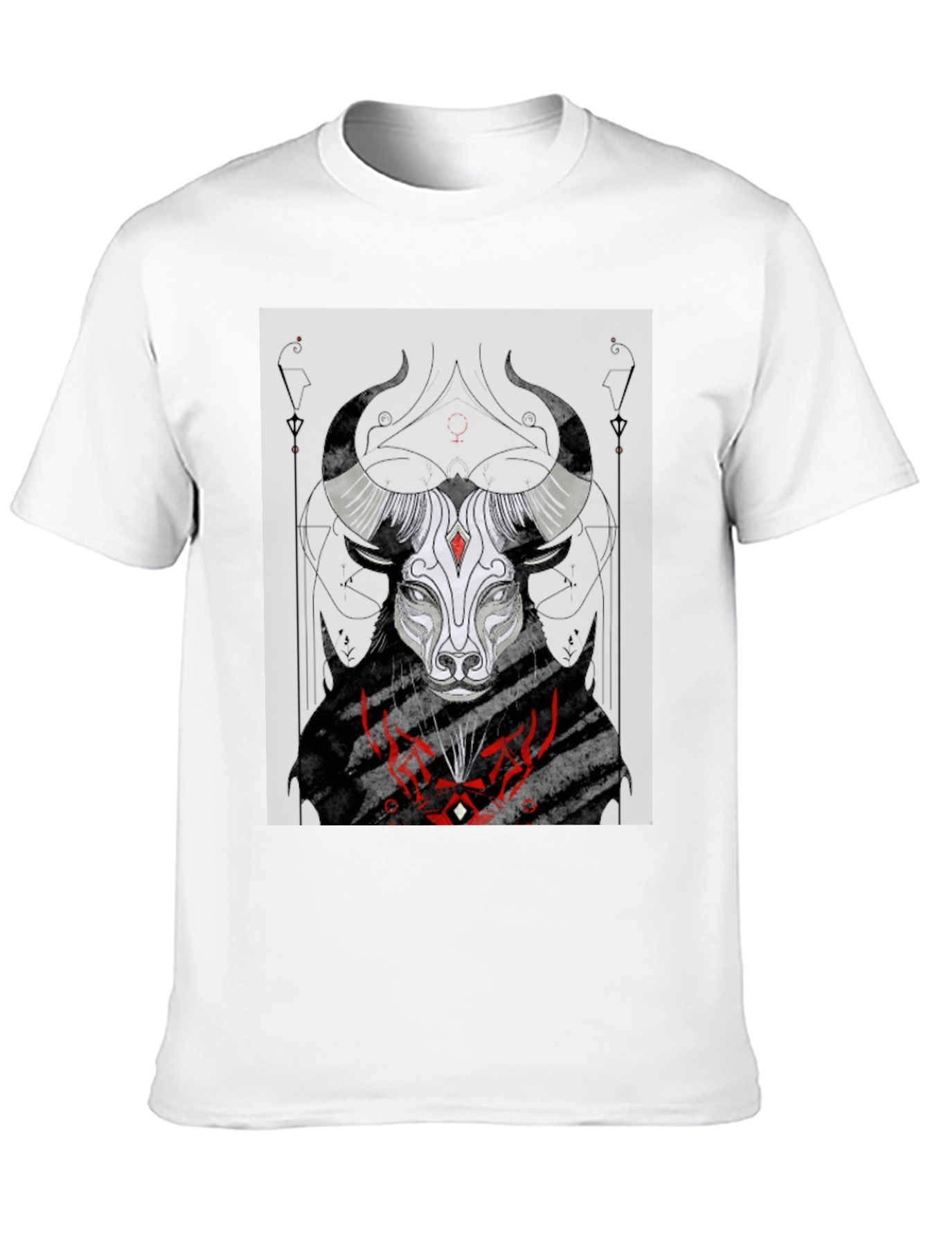 Black Graphic Tee: Bull Zodiac Design