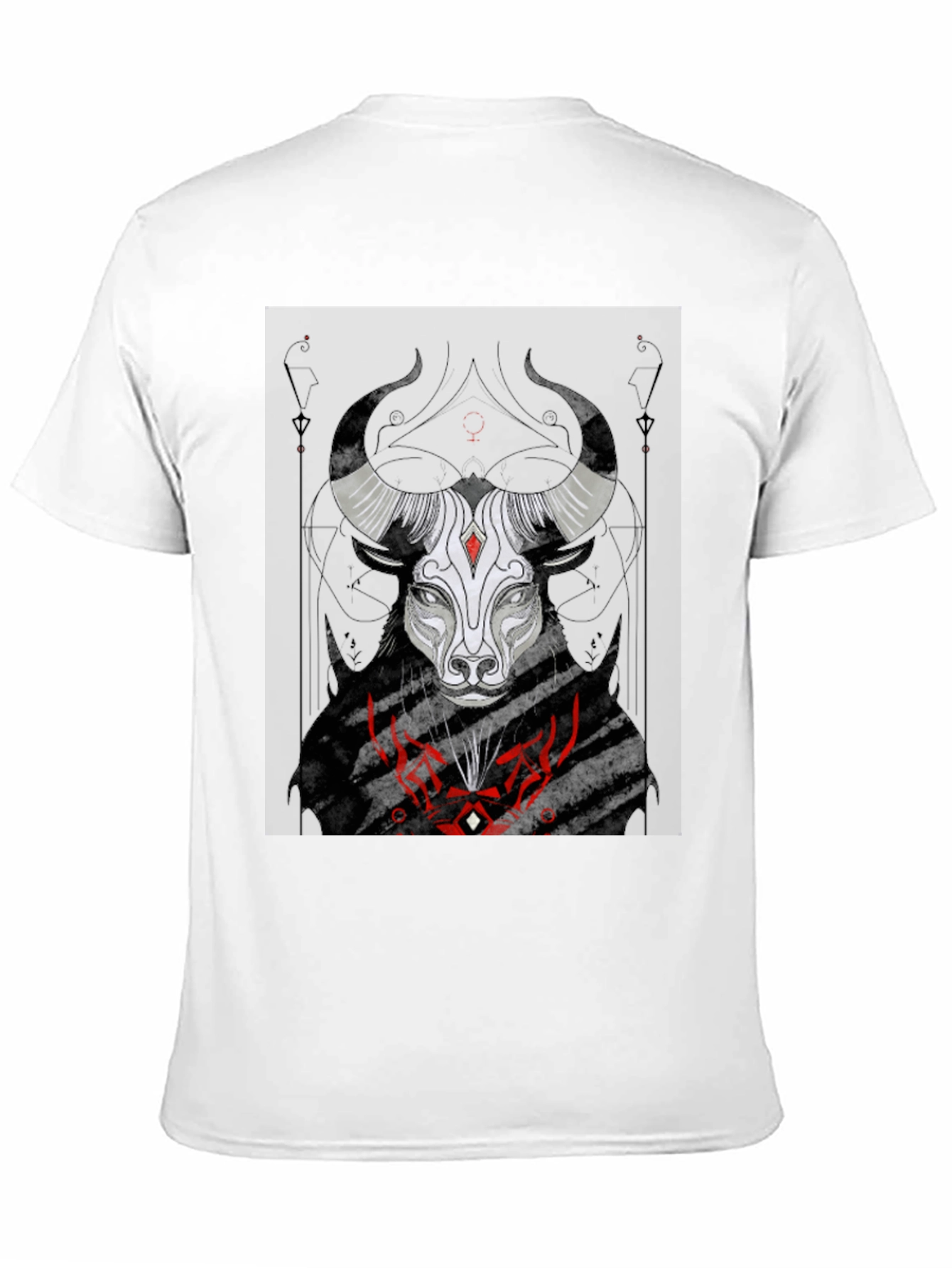 Black Graphic Tee: Bull Zodiac Design