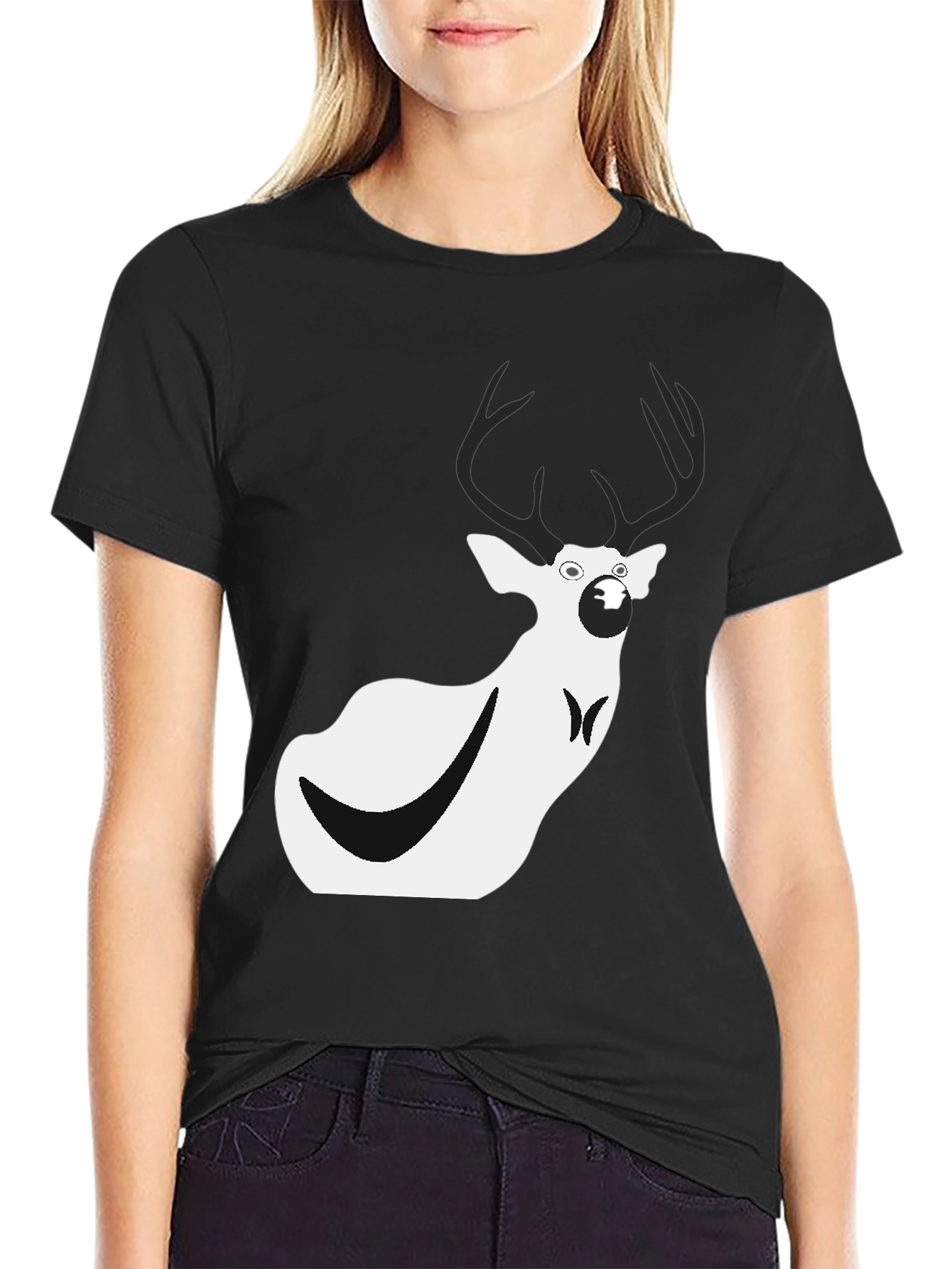 Funny Deer Graphic Tee - Mens Black T-Shirt