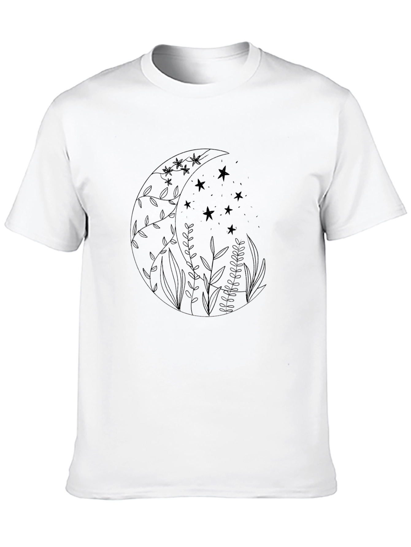 Mens Black T-Shirt with Moon & Star Graphic
