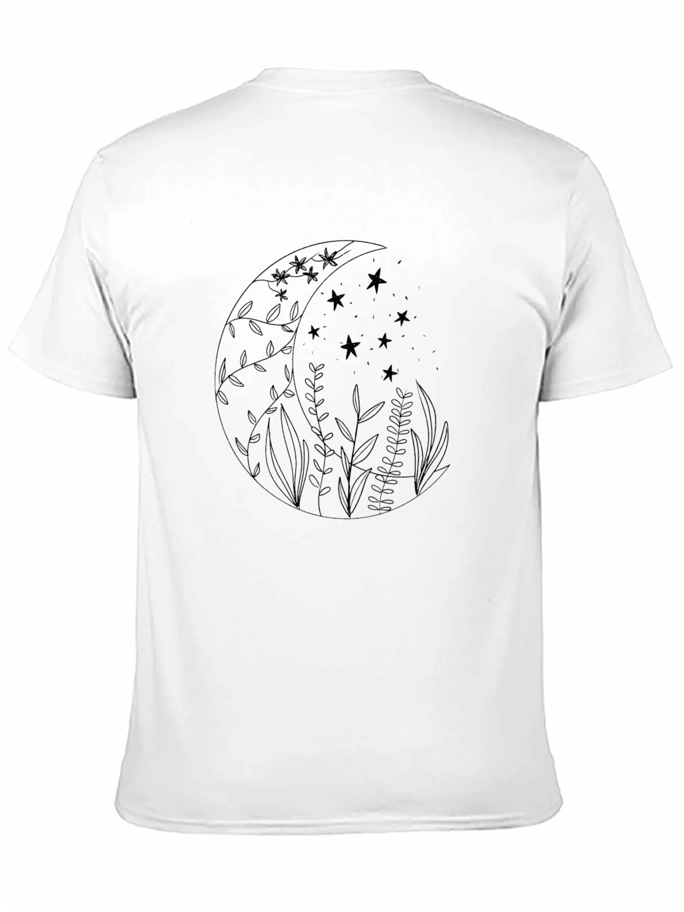 Mens Black T-Shirt with Moon & Star Graphic