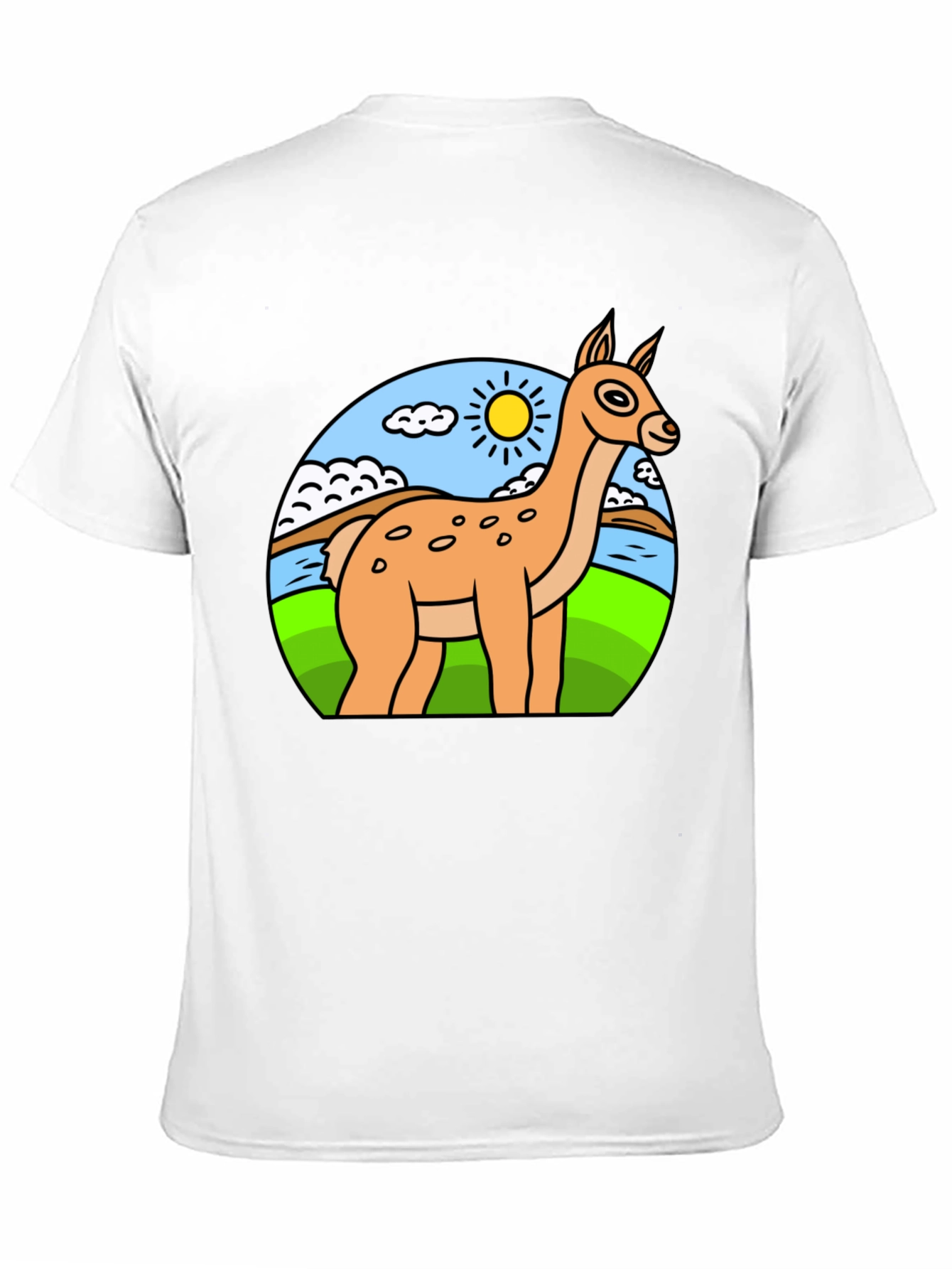 Cartoon Llama Graphic Tee - Black Cotton Blend