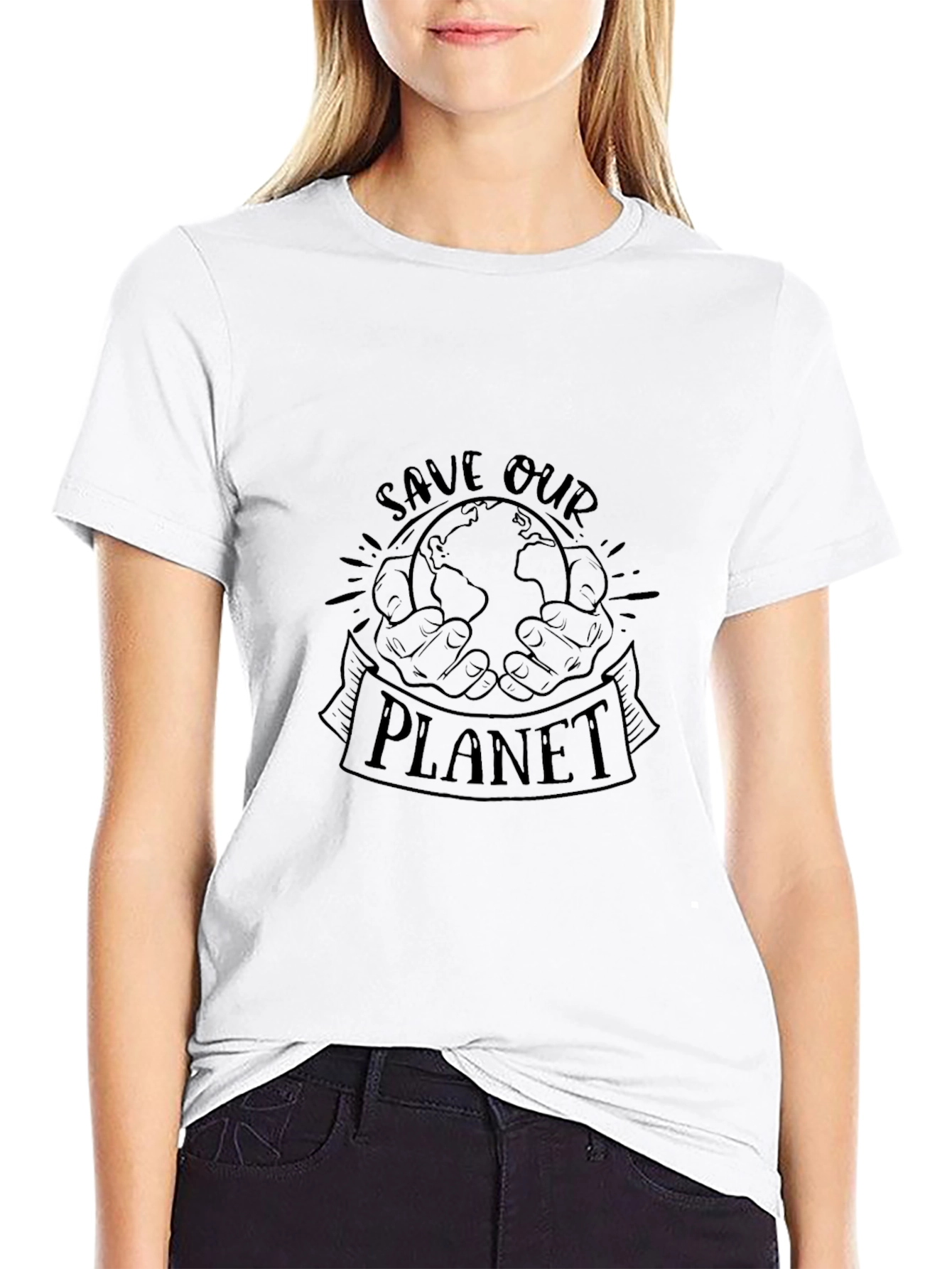 Save Our Planet Graphic Tee - Black Cotton Blend