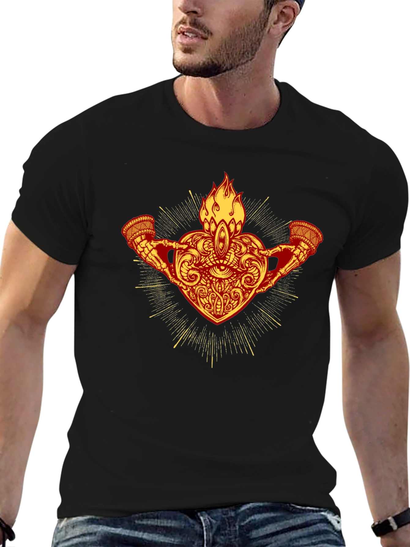 Flaming Heart Graphic T-Shirt - Unique Design