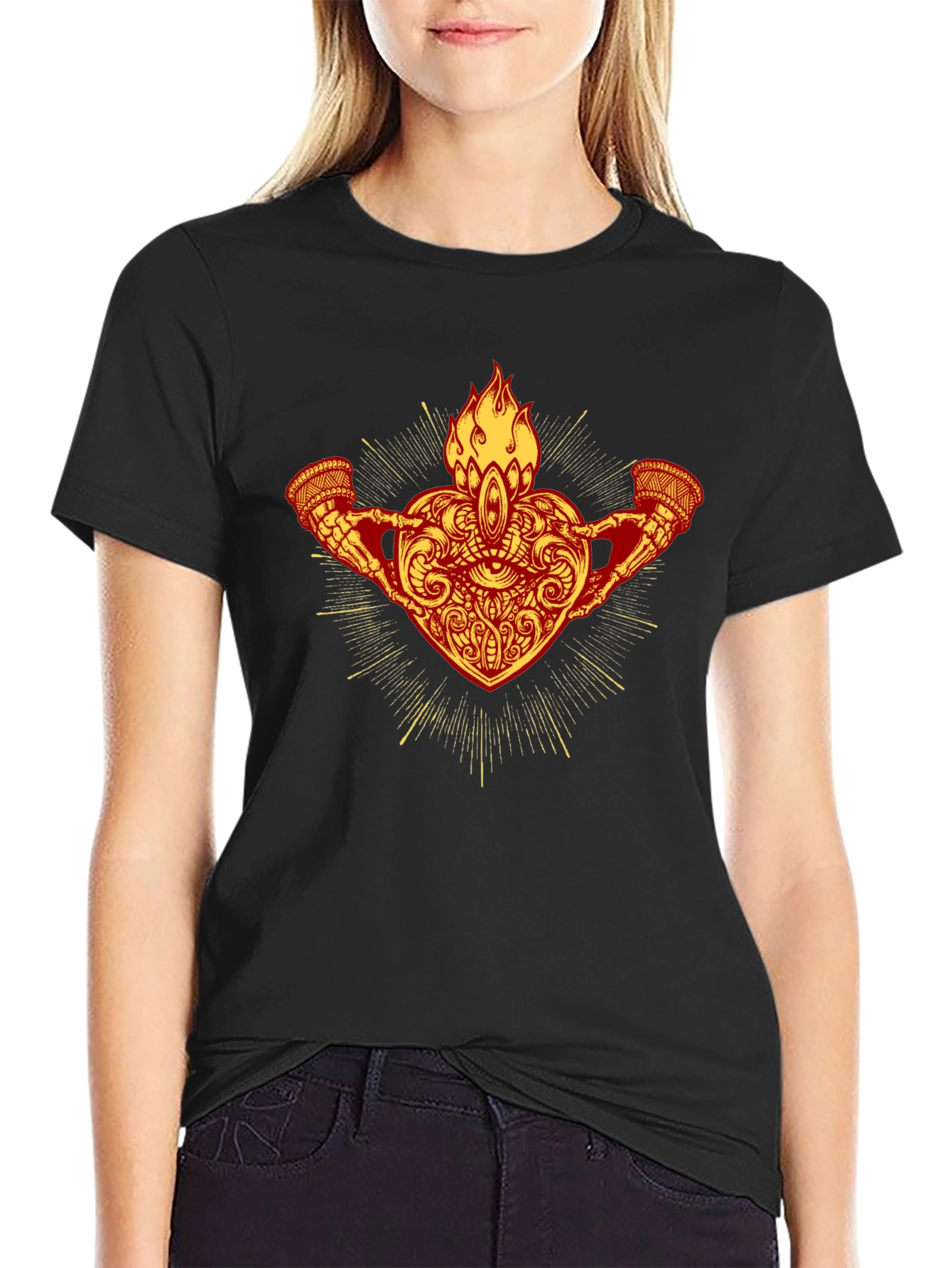 Flaming Heart Graphic T-Shirt - Unique Design
