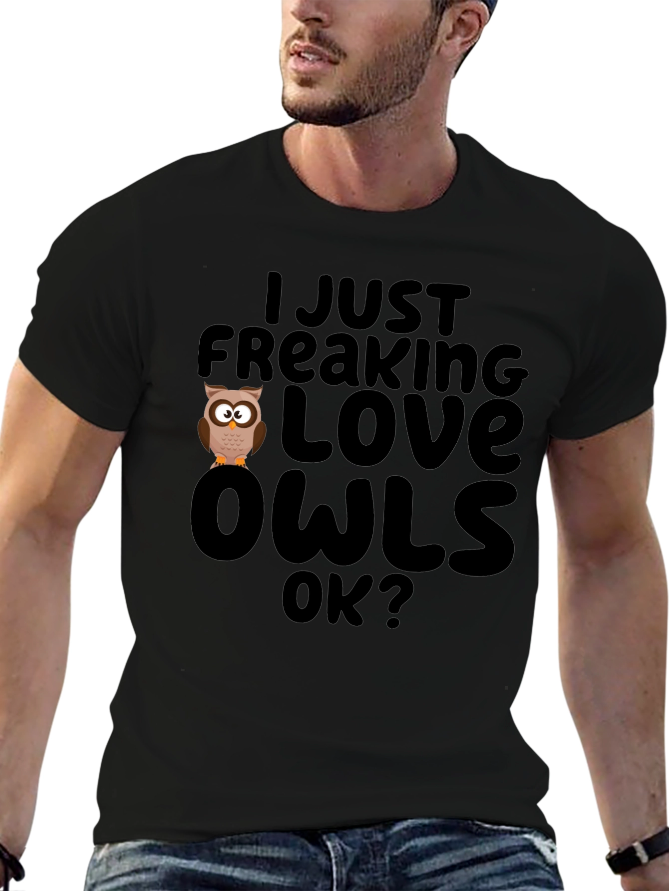 I Just Freaking Love Owls Black T-Shirt