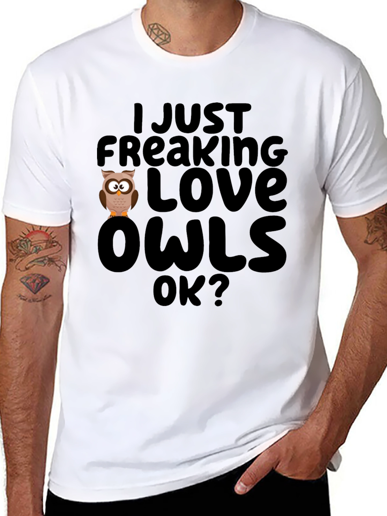 I Just Freaking Love Owls Black T-Shirt
