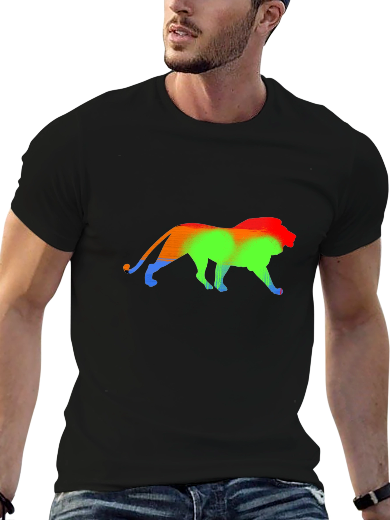 Rainbow Lion Graphic Black T-Shirt