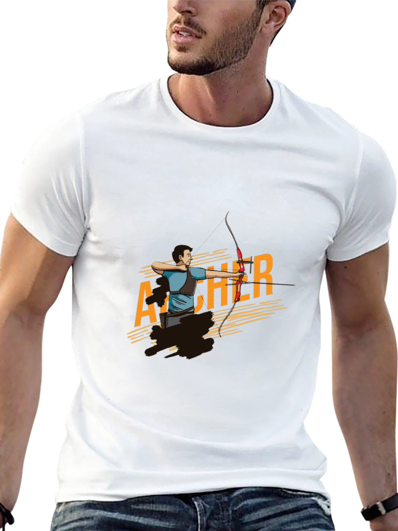 Archer Graphic Tee - Black Cotton T-Shirt