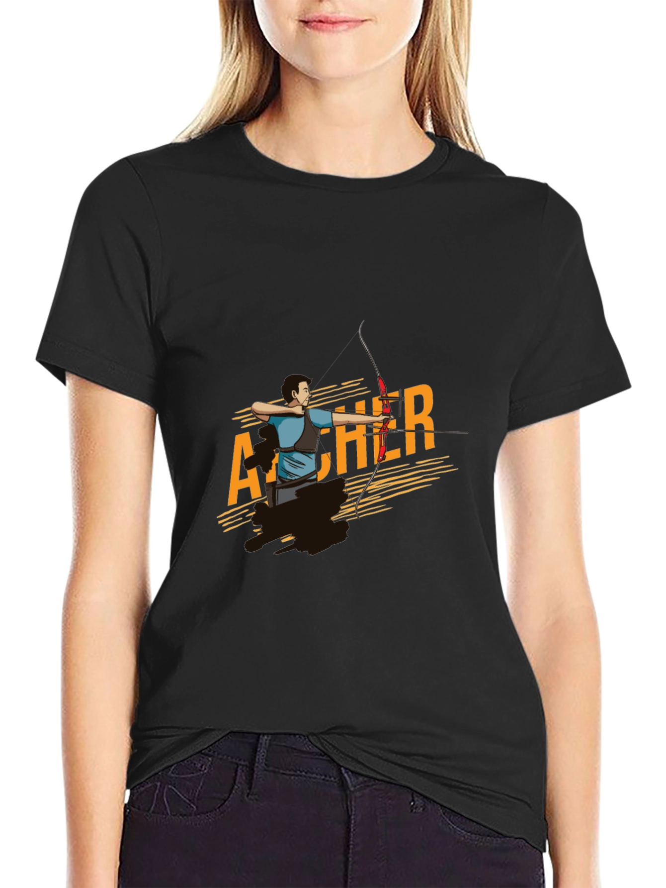 Archer Graphic Tee - Black Cotton T-Shirt