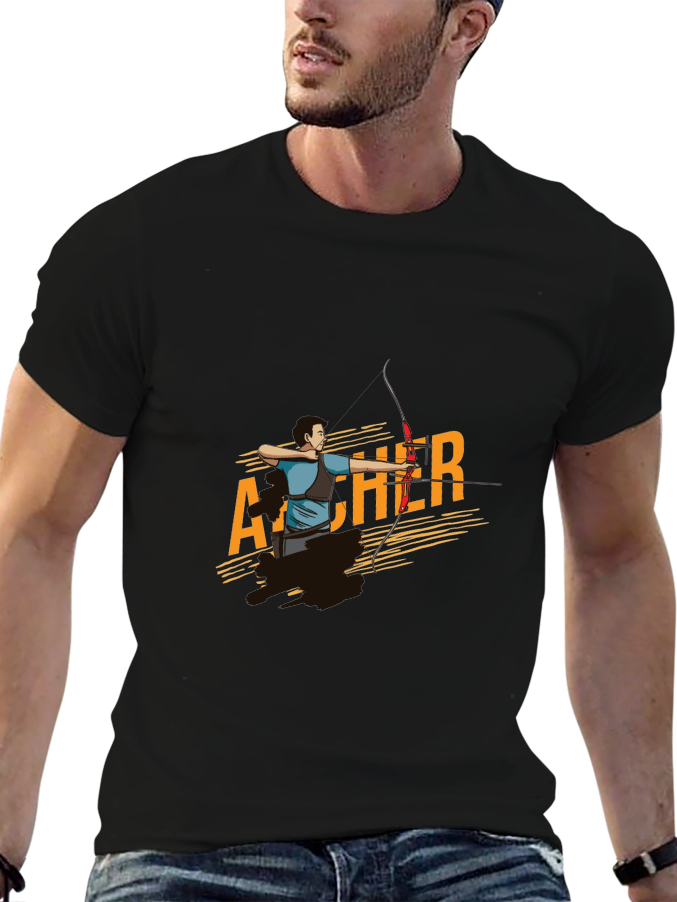 Archer Graphic Tee - Black Cotton T-Shirt