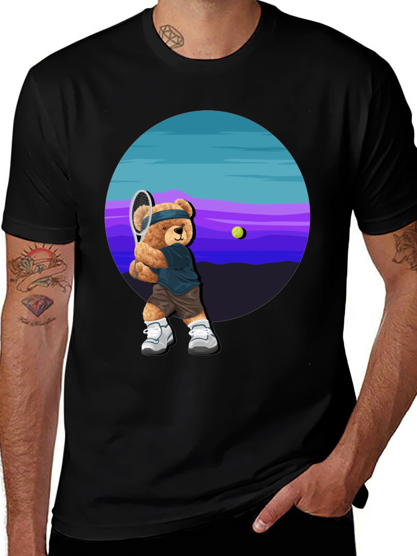 Tennis Bear Graphic Tee - Cool Casual Shirt