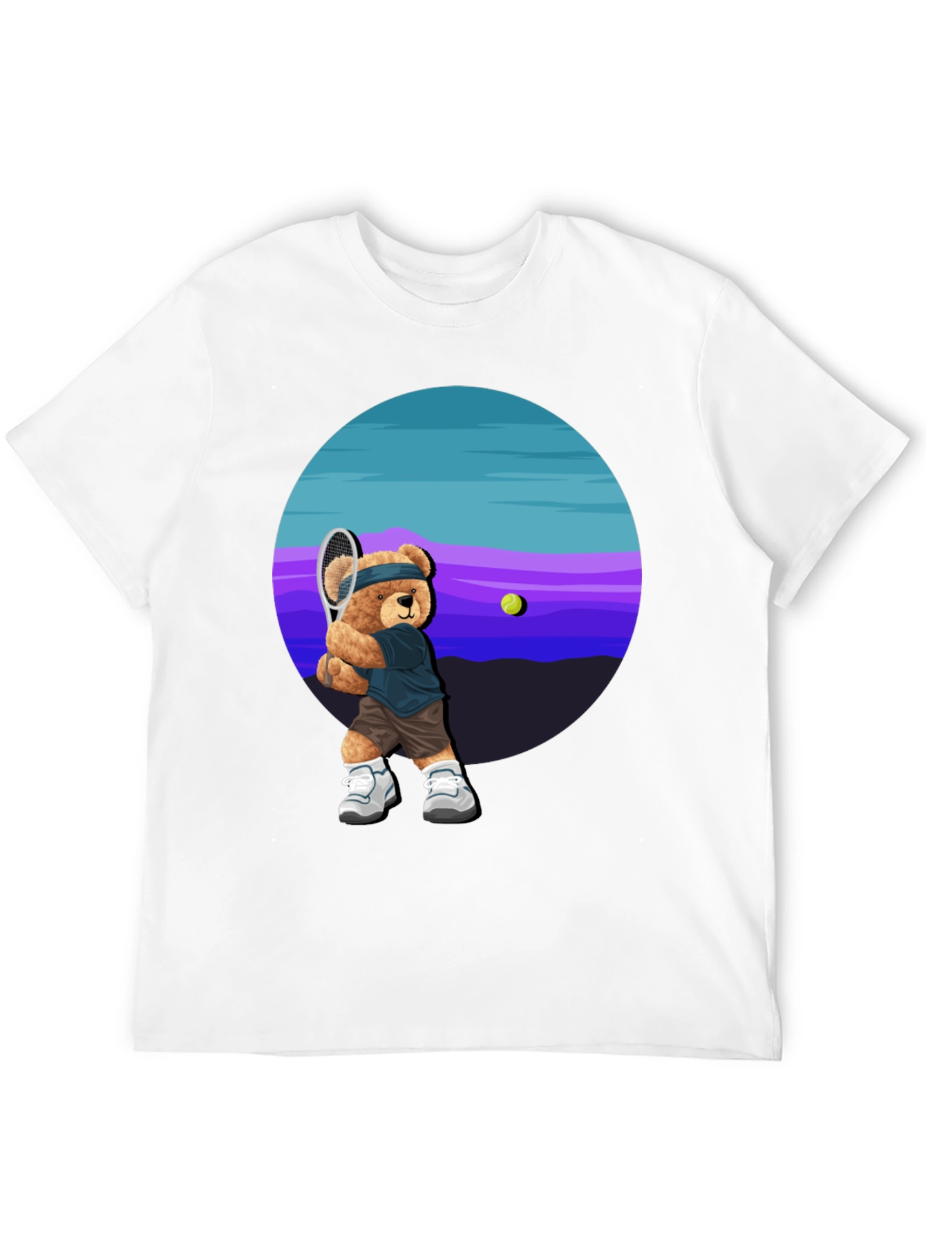 Tennis Bear Graphic Tee - Cool Casual Shirt