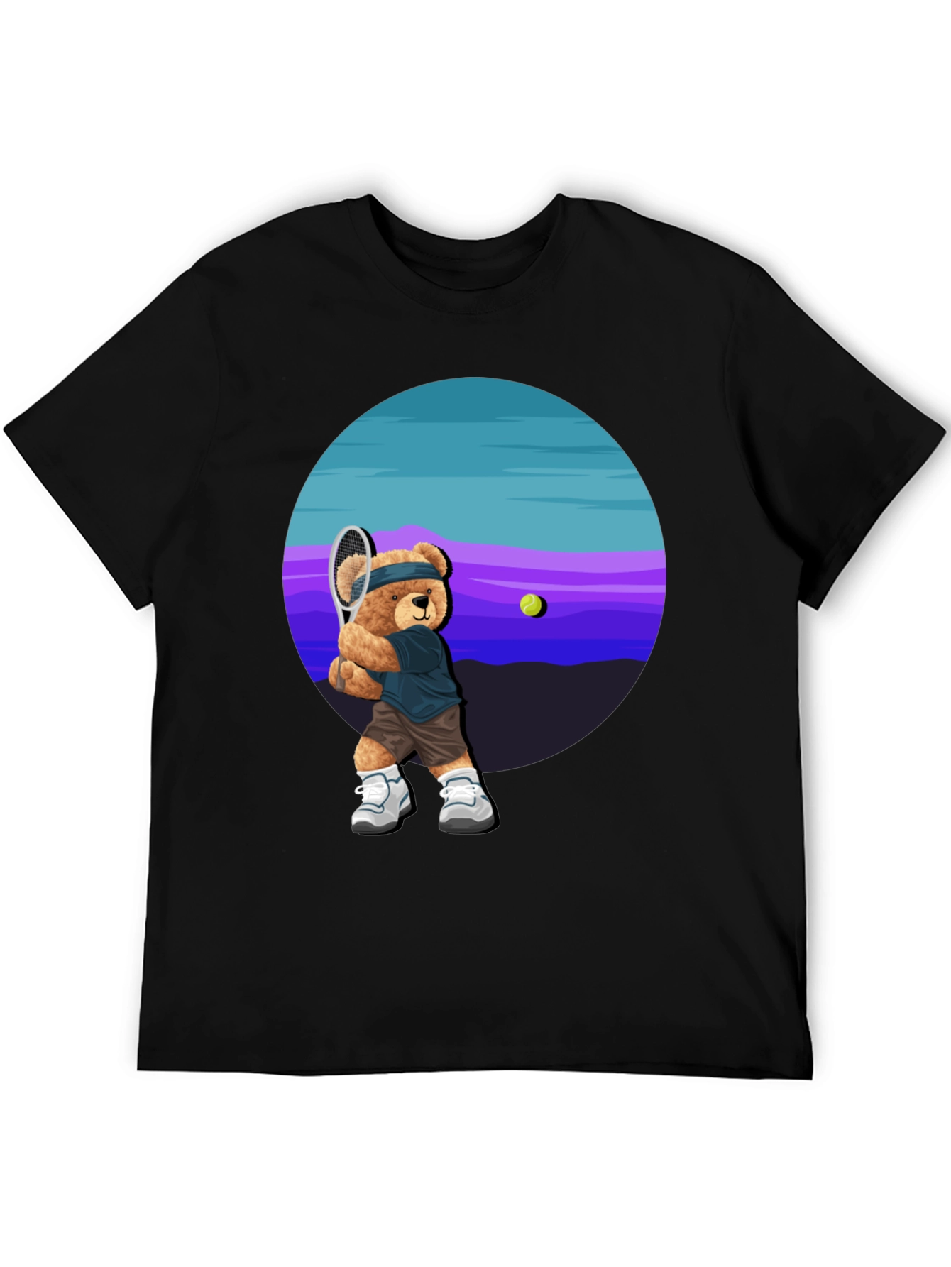 Tennis Bear Graphic Tee - Cool Casual Shirt
