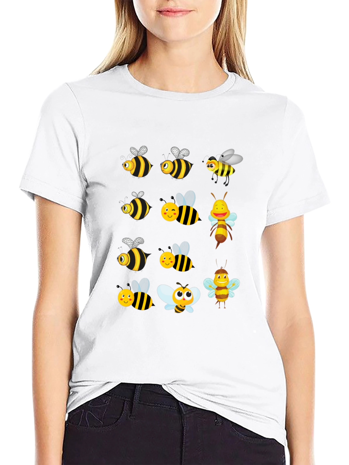 Cartoon Bee T-Shirt - Black Graphic Tee