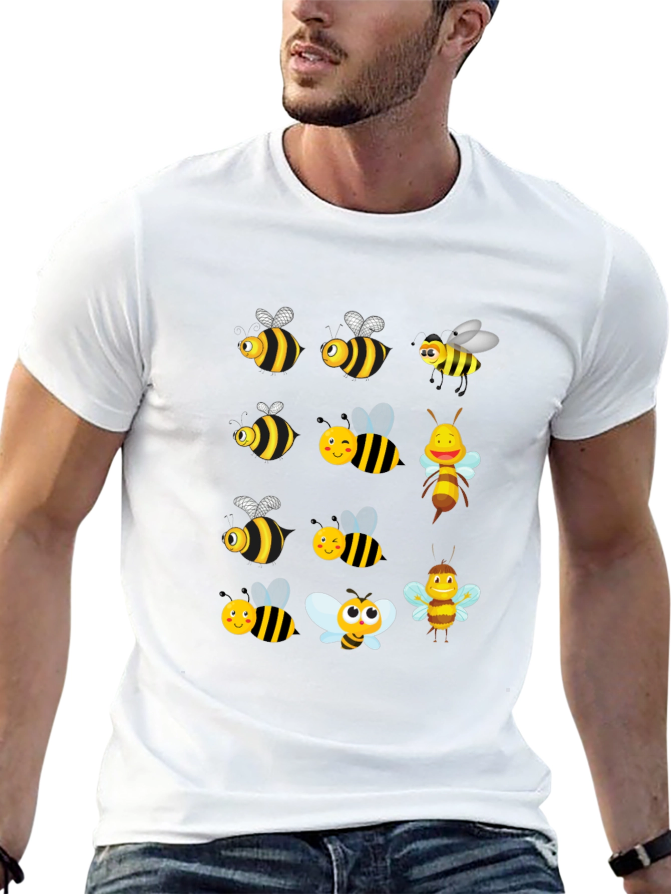 Cartoon Bee T-Shirt - Black Graphic Tee