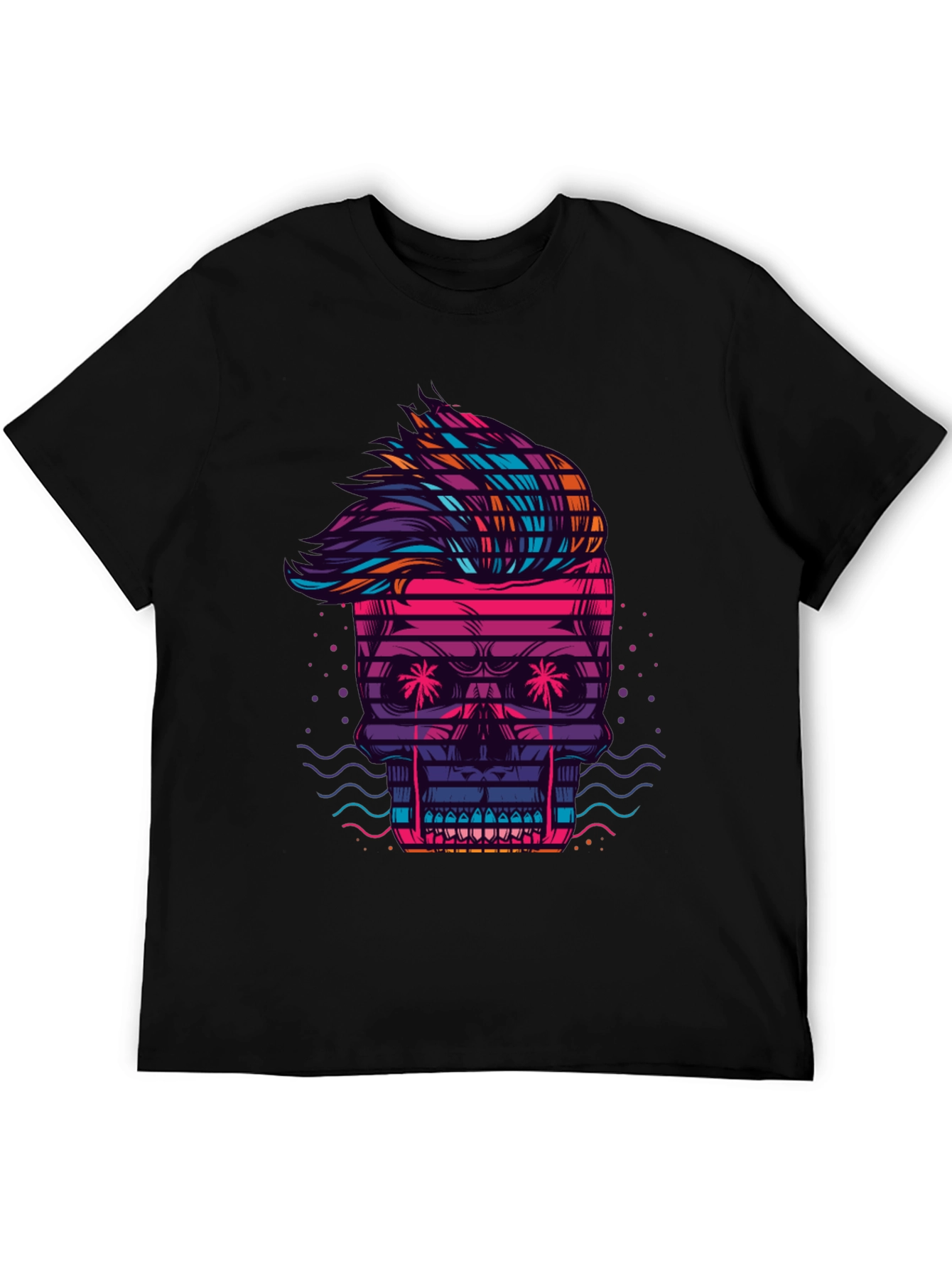 Neon Skull Graphic Tee - Retro Wave Style
