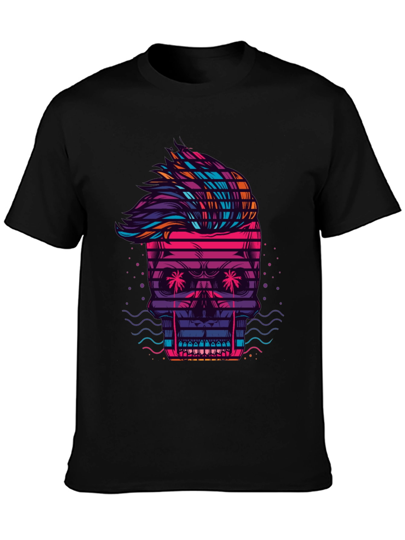 Neon Skull Graphic Tee - Retro Wave Style