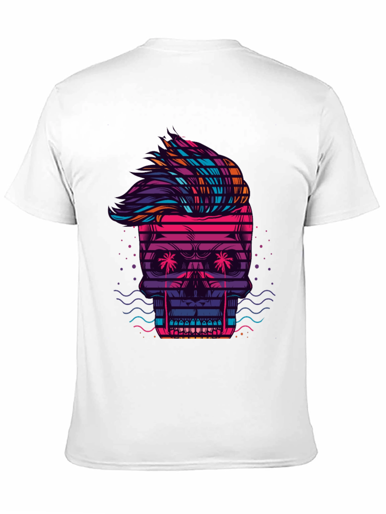 Neon Skull Graphic Tee - Retro Wave Style