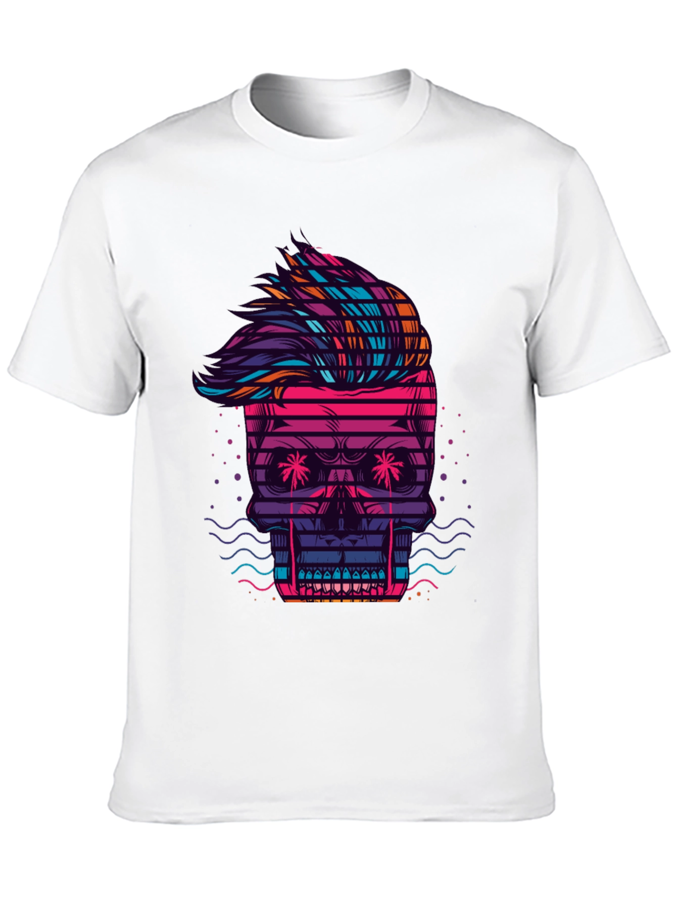 Neon Skull Graphic Tee - Retro Wave Style