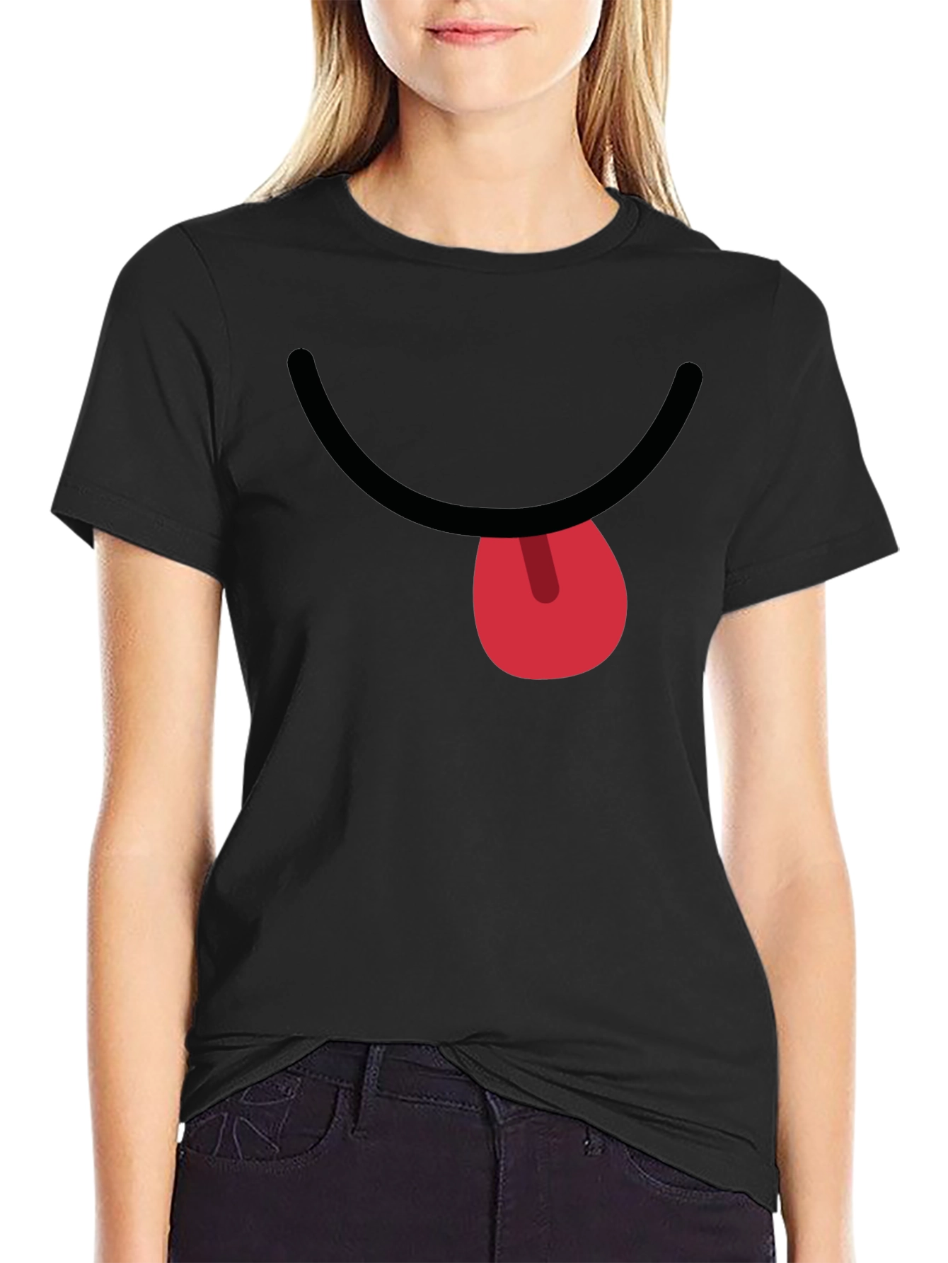 Funny Face Graphic T-Shirt - Black