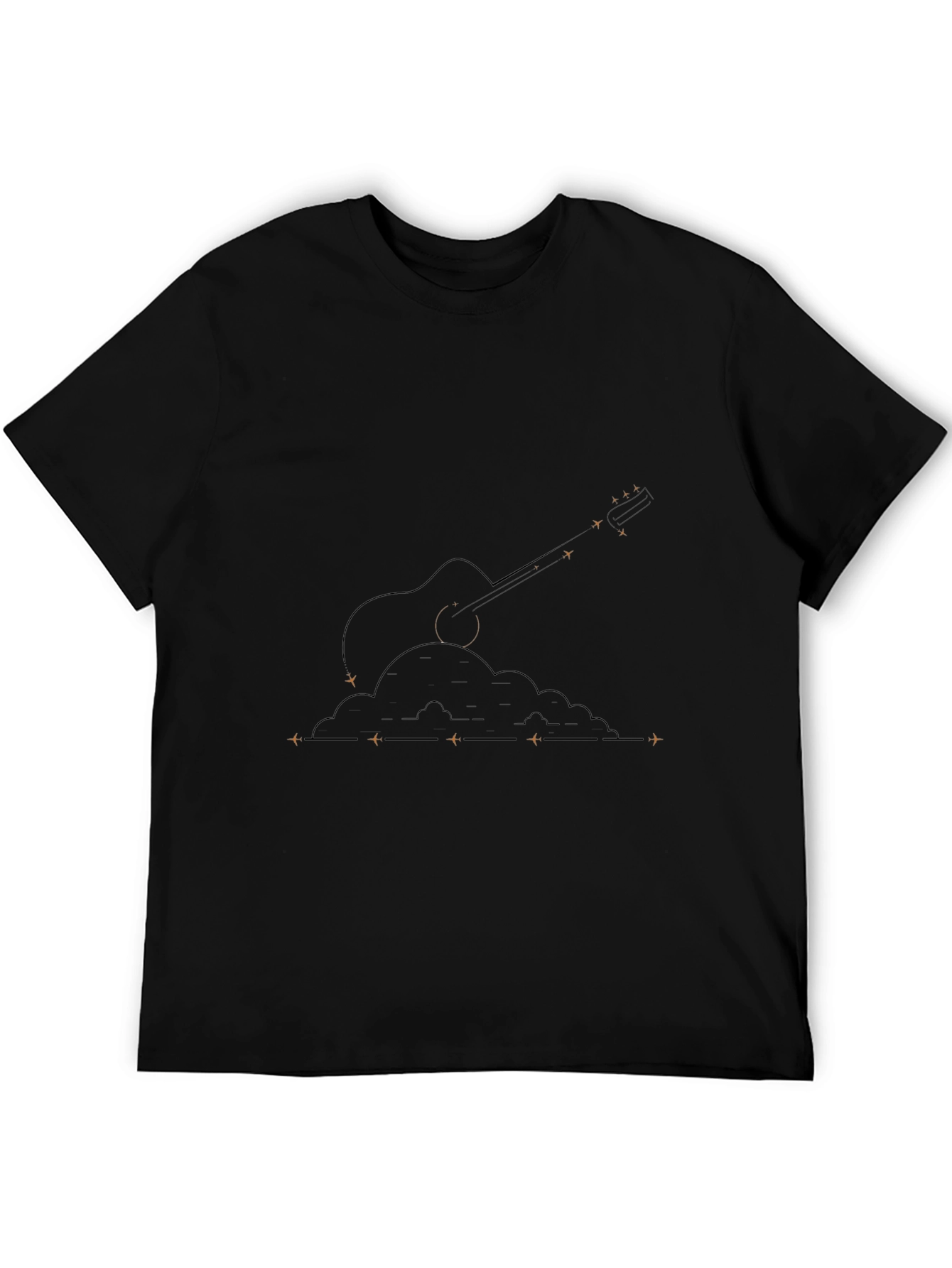 Guitar Plane Ride Black T-Shirt