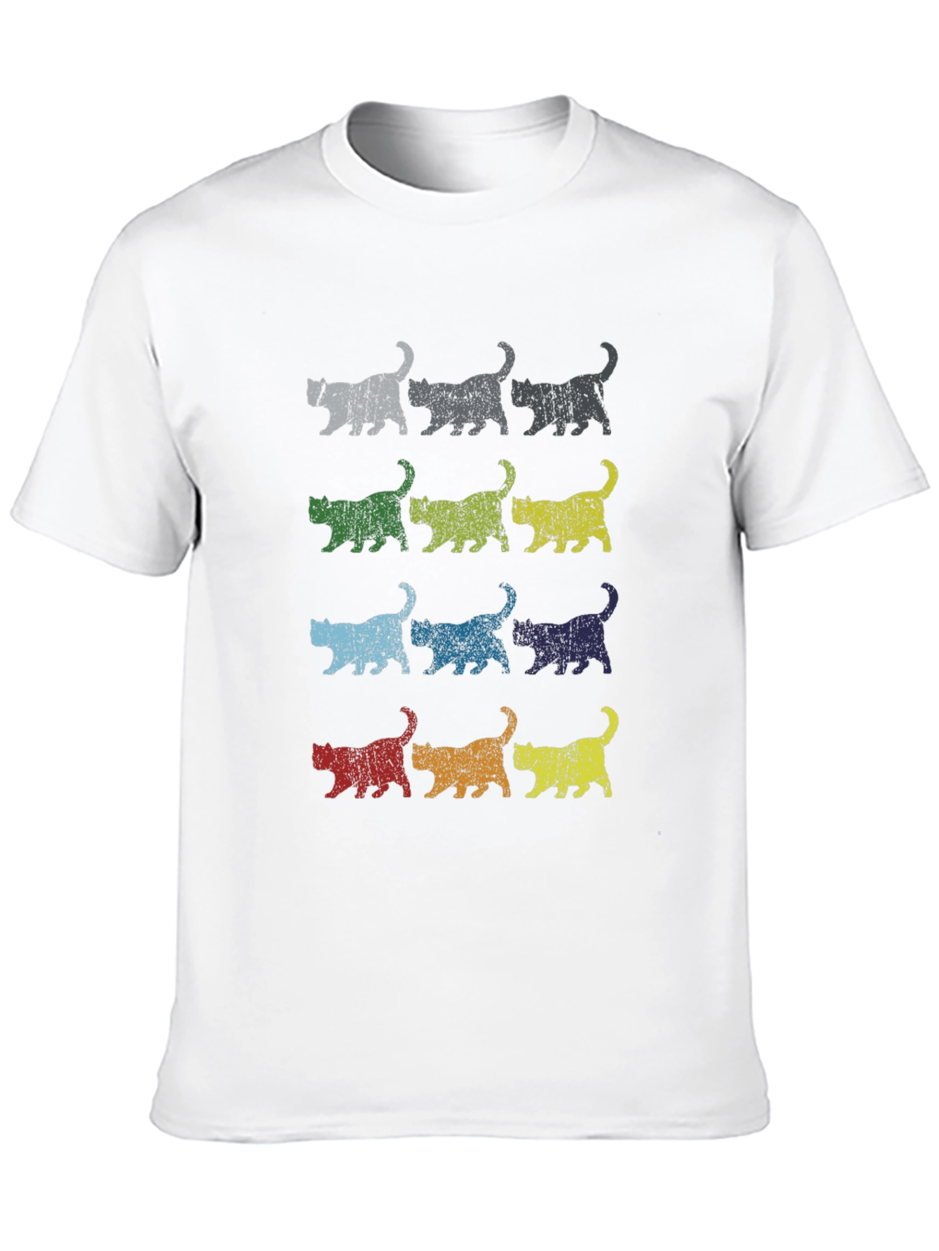 Retro Cats Graphic Tee - Distressed Style